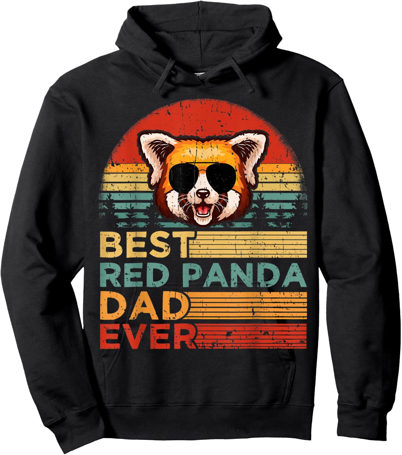 Vintage Best Red Panda Dad Ever Funny Red Panda Father's Day Hoodie - Hoodie | Black