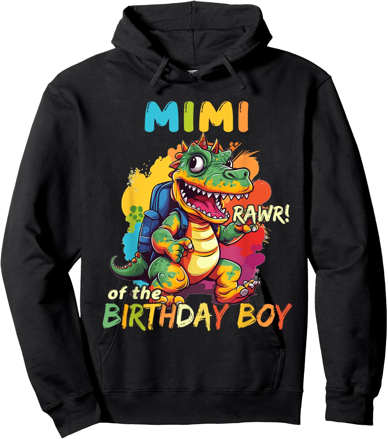 Mimi of the Birthday Boy Dinosaur Celebration Graphic Hoodie - Hoodie | Black