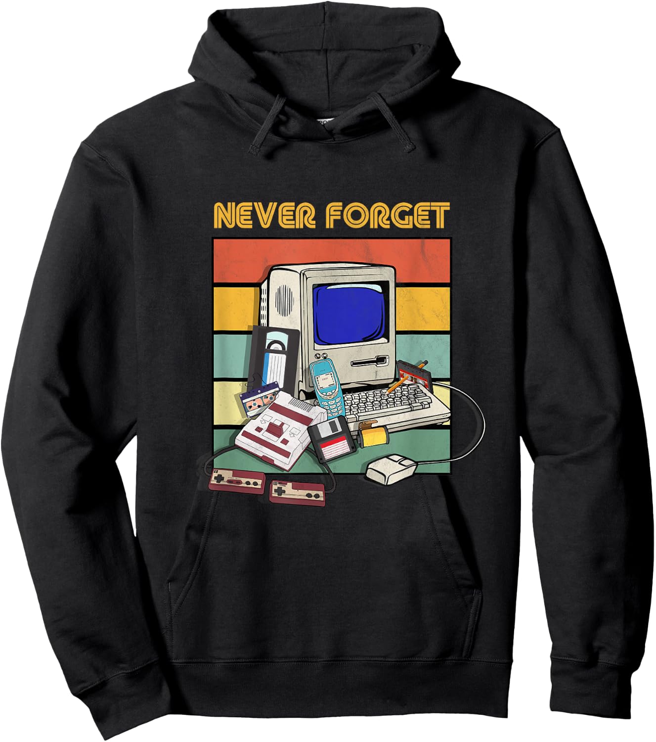 Never Forget Retro 1980s 90s Cassette Tape Music Lovers Hoodie - Hoodie | Black