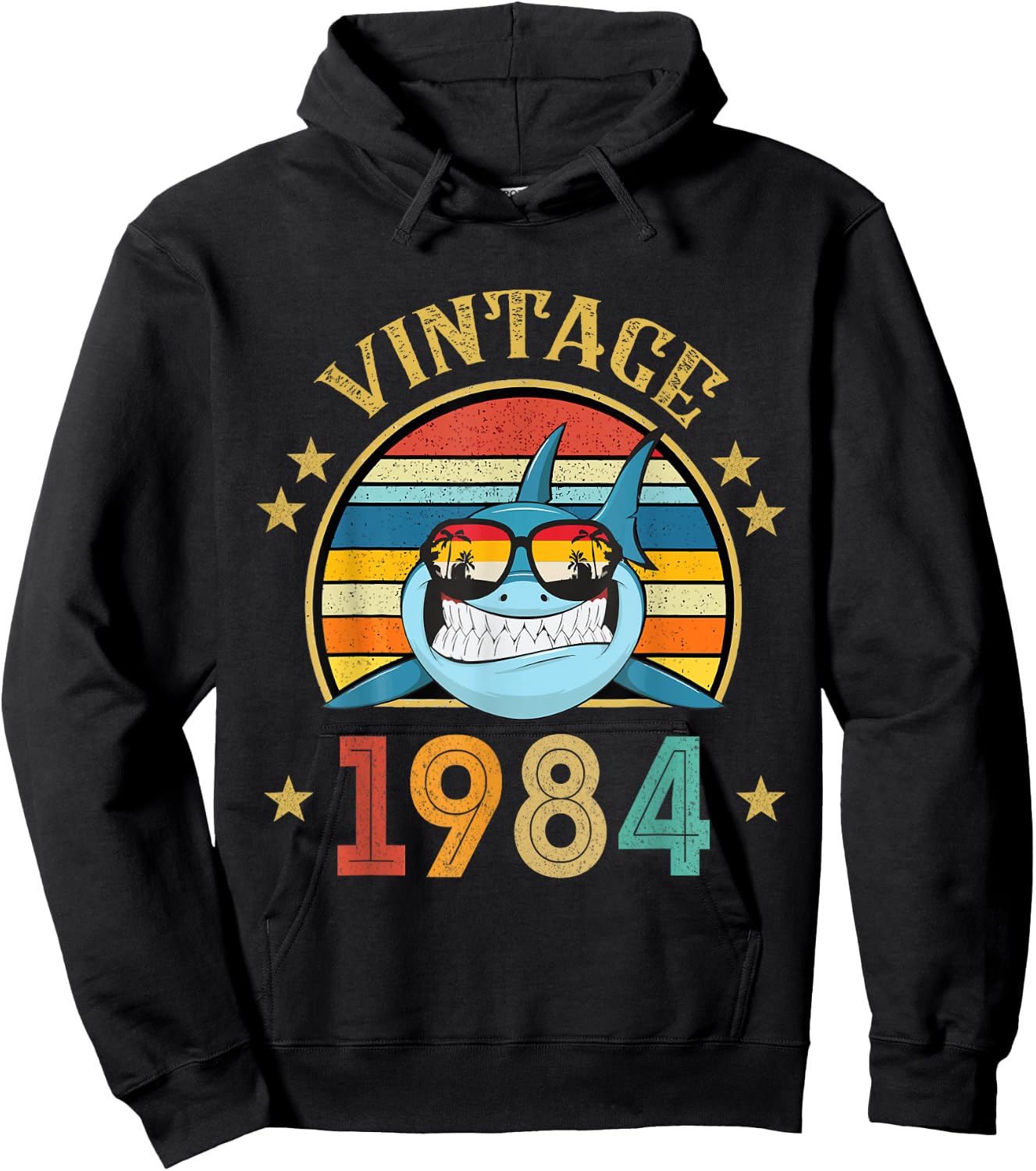 Vintage Shark Gift 41 Years Old Retro Vintage 1984 Hoodie - Hoodie | Black