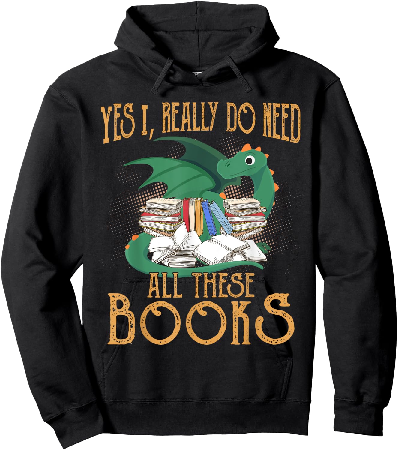 Funny Book Reading Design for Book Lovers Dragon Enthusiasts Hoodie - Hoodie | Black