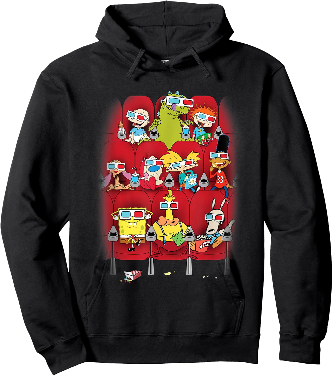 Nick Rewind 90's Nick Characters in Movie Theater Hoodie - Hoodie | Black