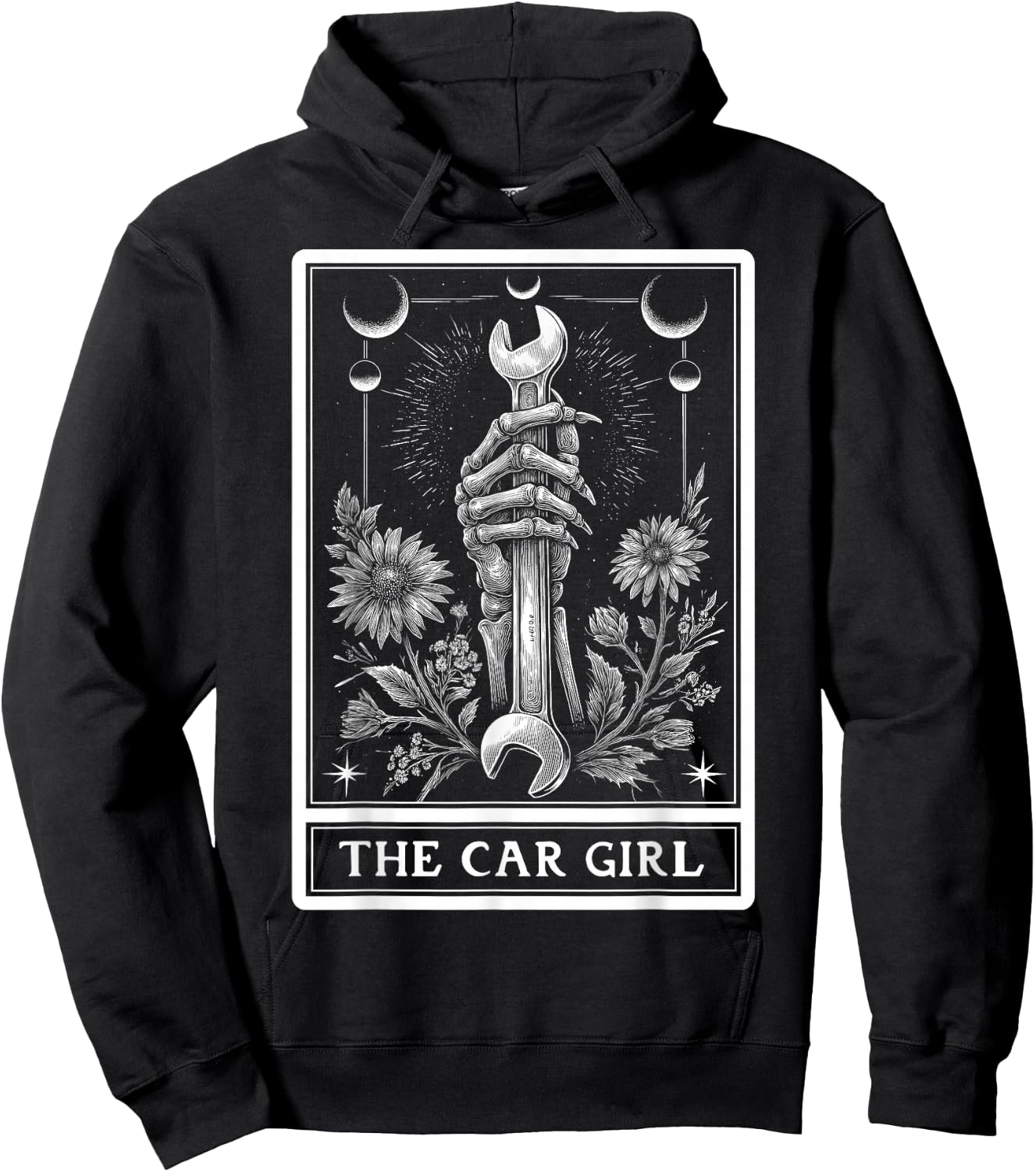 The Car Girl Car Mechanic Auto Tuning Tarot Card Skeleton Hoodie - Hoodie | Black