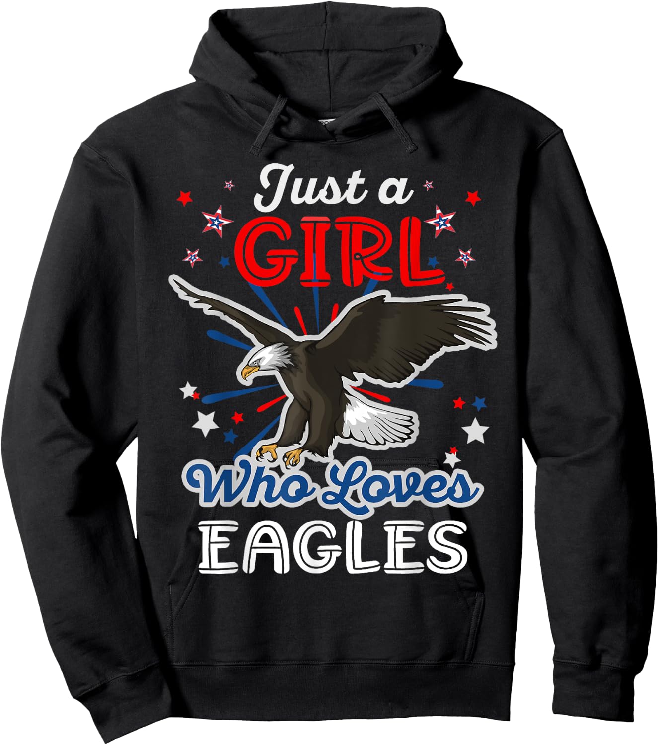 Just a Girl Who Loves Eagles American Girls Women Bald Eagle Hoodie - Hoodie | Black