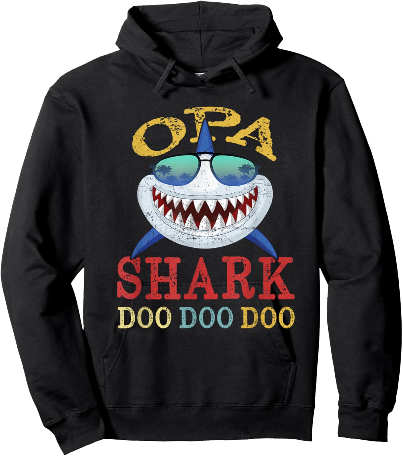 FAMILY 365 Opa Shark Father's Day Men Gift Hoodie - Hoodie | Black