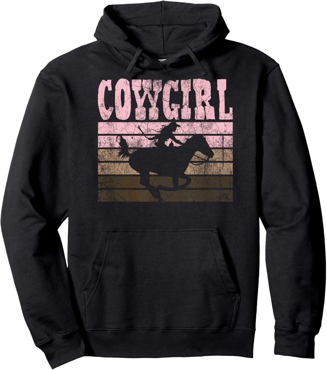 Cowgirl || Cow Girl Horse Equestrian Brown Cowgirl Hoodie - Hoodie | Black