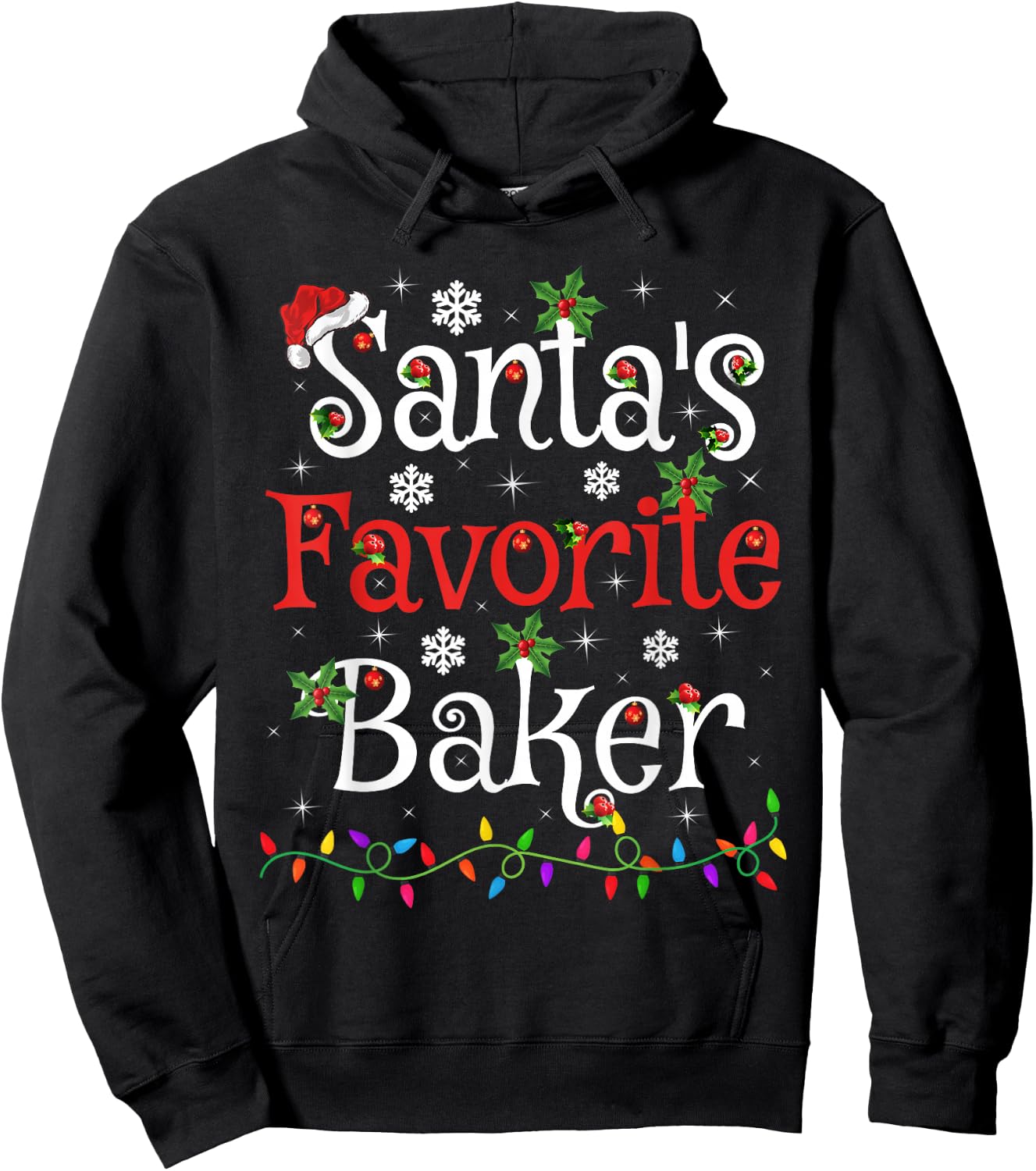 Baker Xmas Gift Santa's Favorite Baker Christmas Hoodie - Hoodie | Black