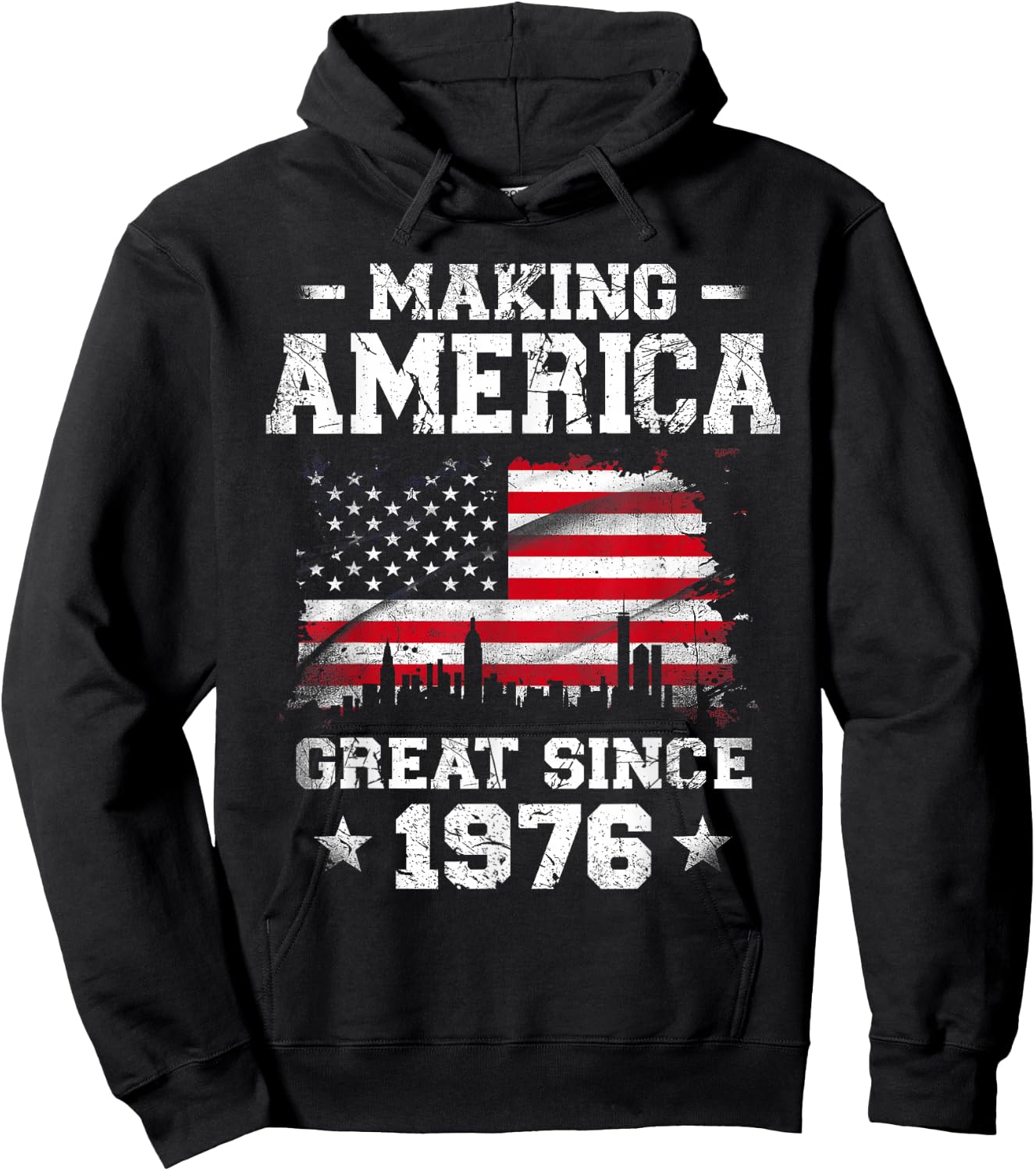 Born In 1976 American Flag Making America Great Since 1976 Kids Men Hoodie - Hoodie | Black