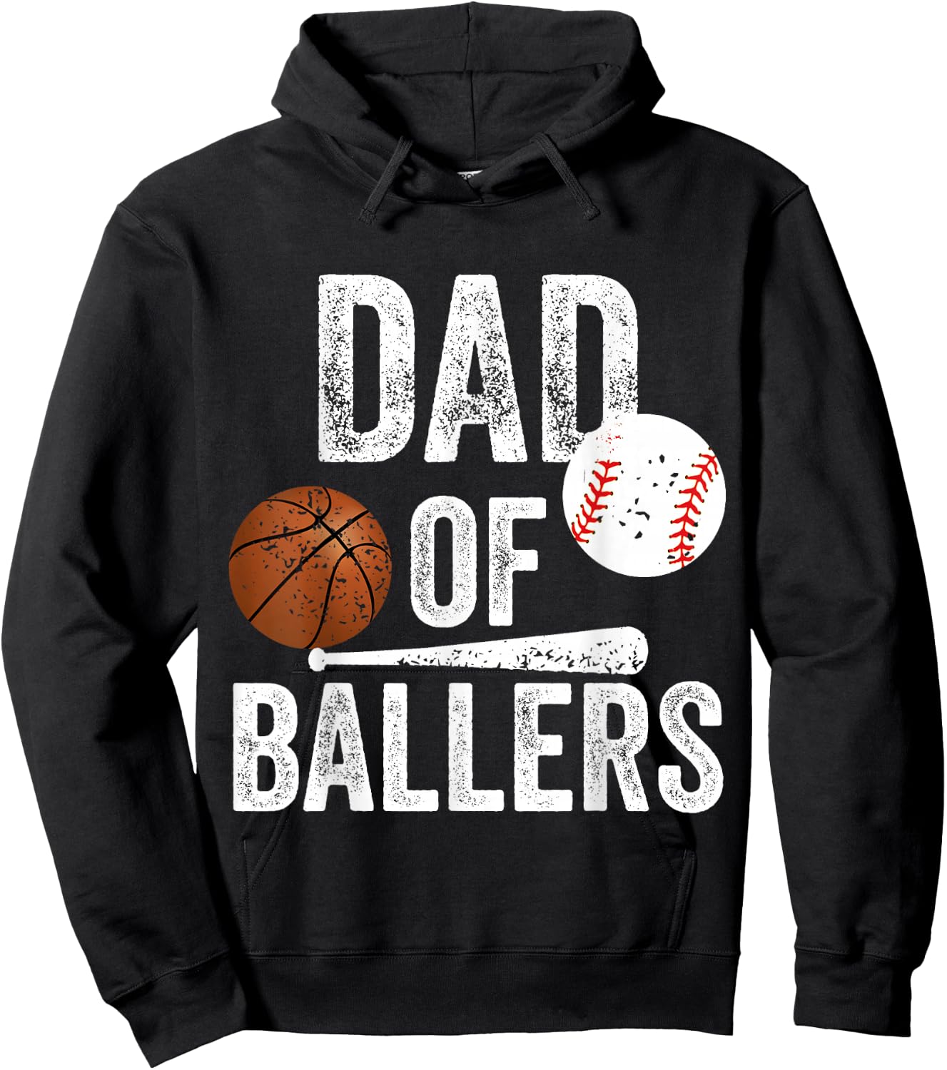 Dad of Ballers Basketball Baseball Dad Fathers Day Funny Hoodie - Hoodie | Black