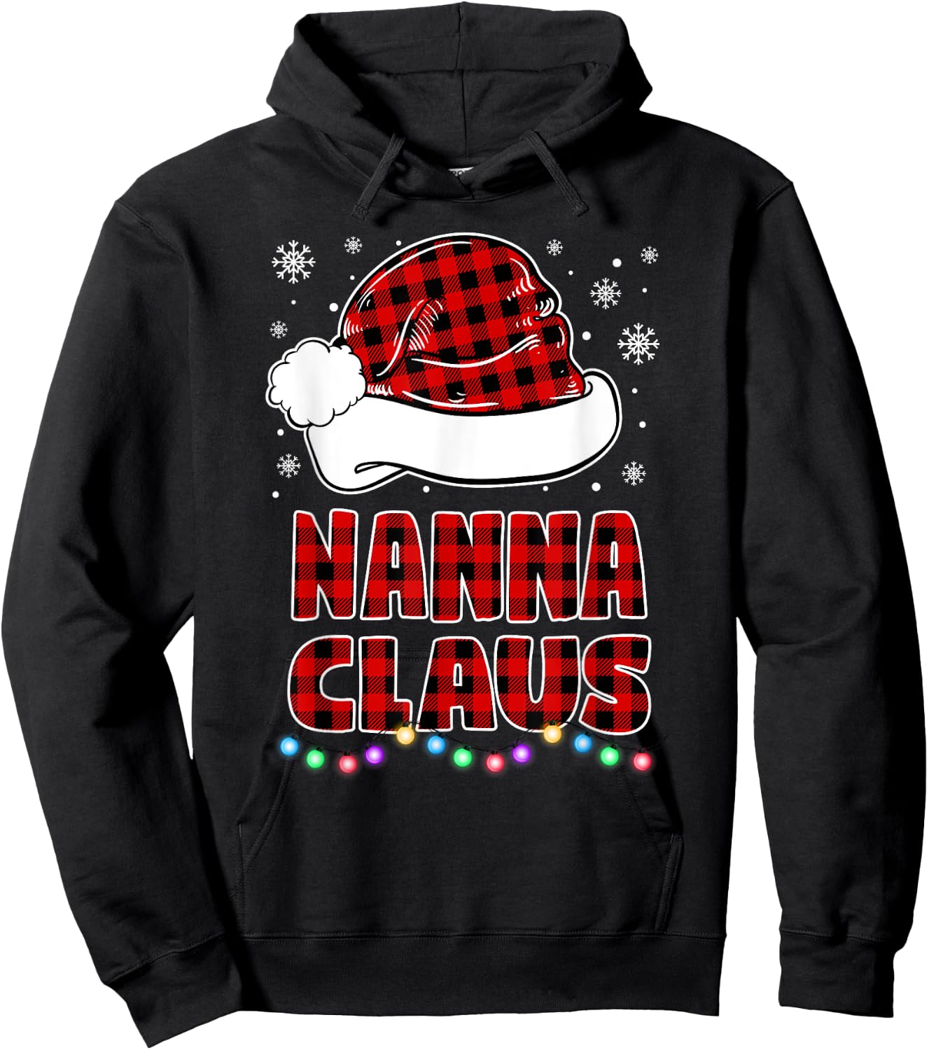 Nanna Claus Funny Grandma Matching Family Christmas Pajamas Hoodie - Hoodie | Black