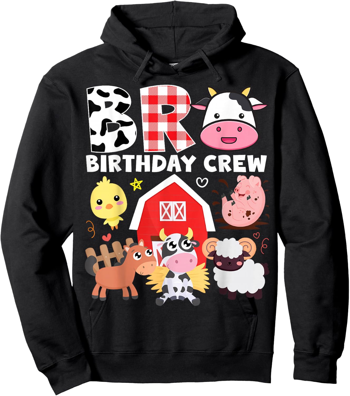 Cow Bro Birthday Crew Farm Theme Animals Kids Birthday Party Hoodie - Hoodie | Black