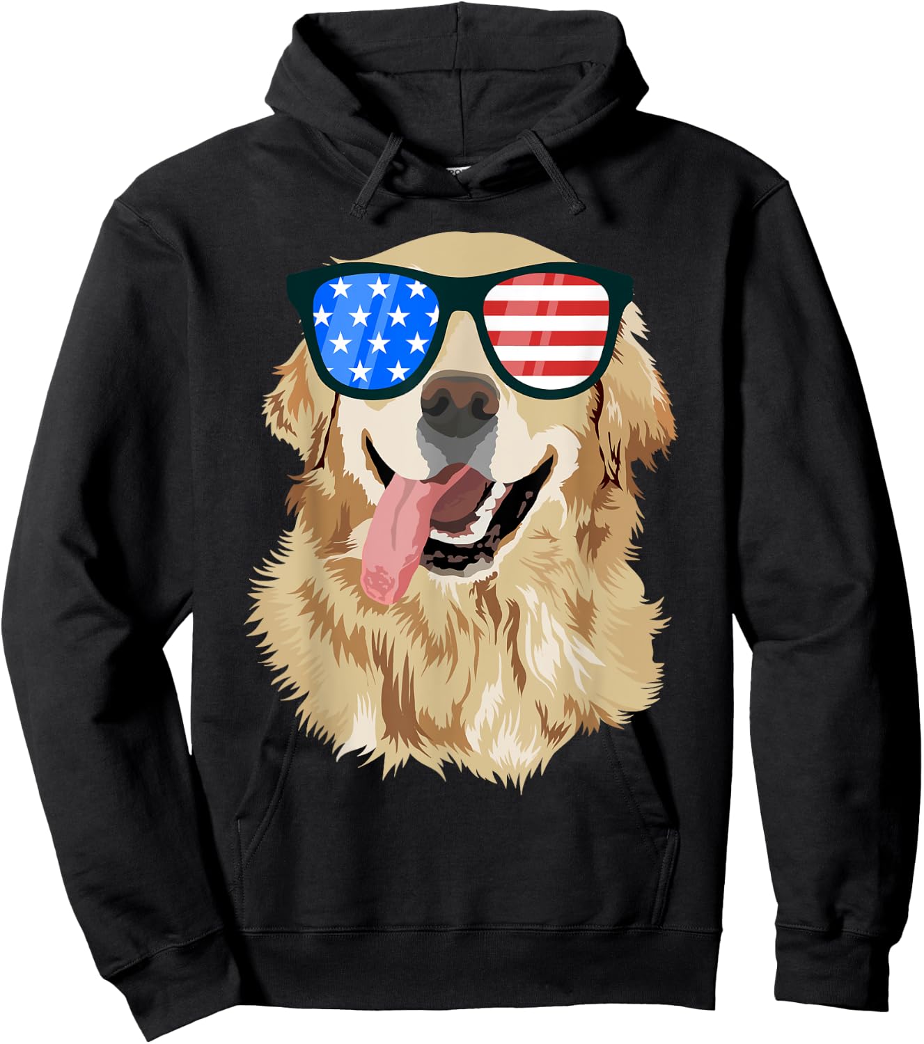 Golden Retriever USA American Flag Dog Lover Puppy Owner Women Kids Men Hoodie - Hoodie | Black