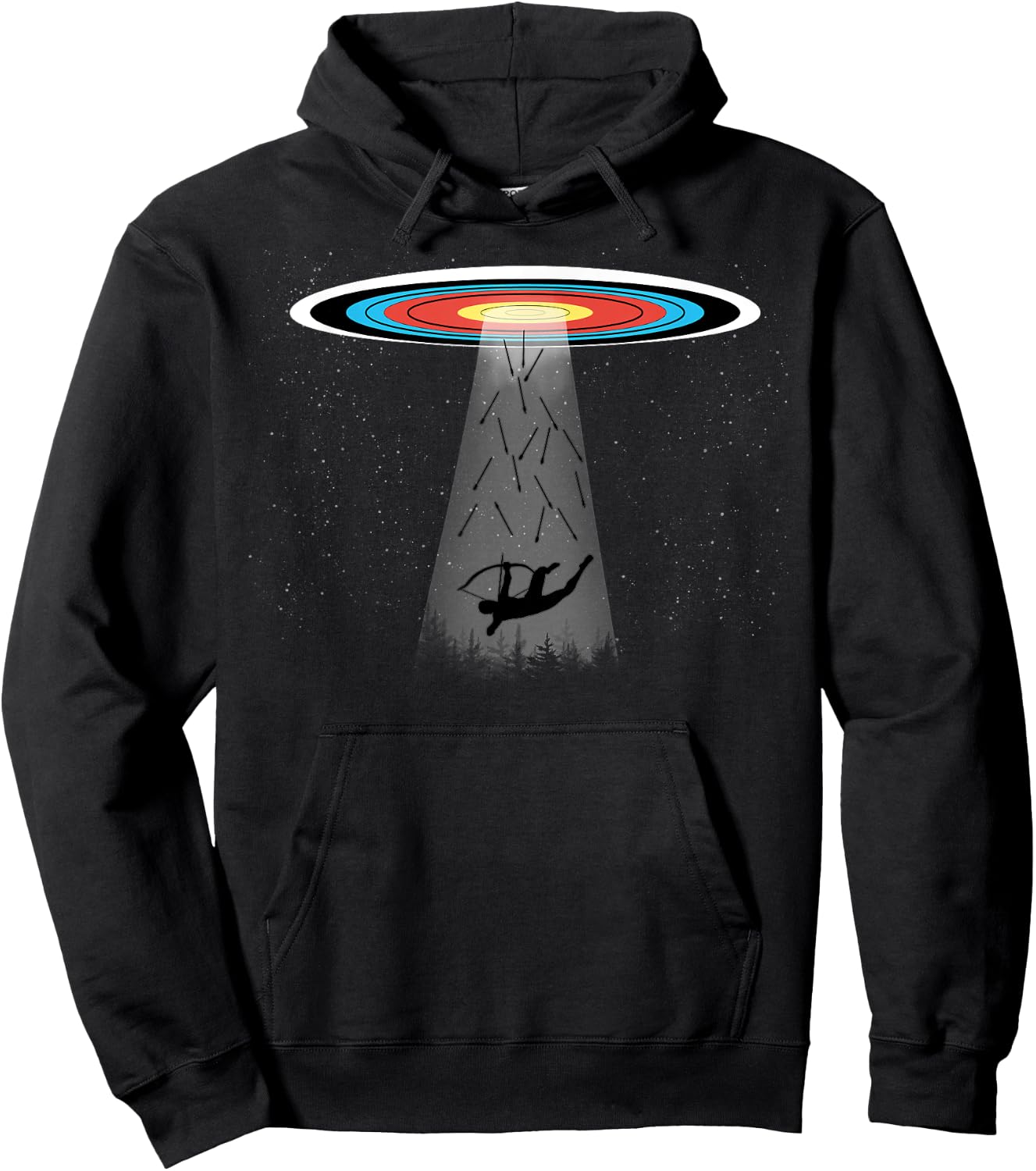 Traditional Archery Funny Ufo Archery Target Recurve Bow Hoodie - Hoodie | Black