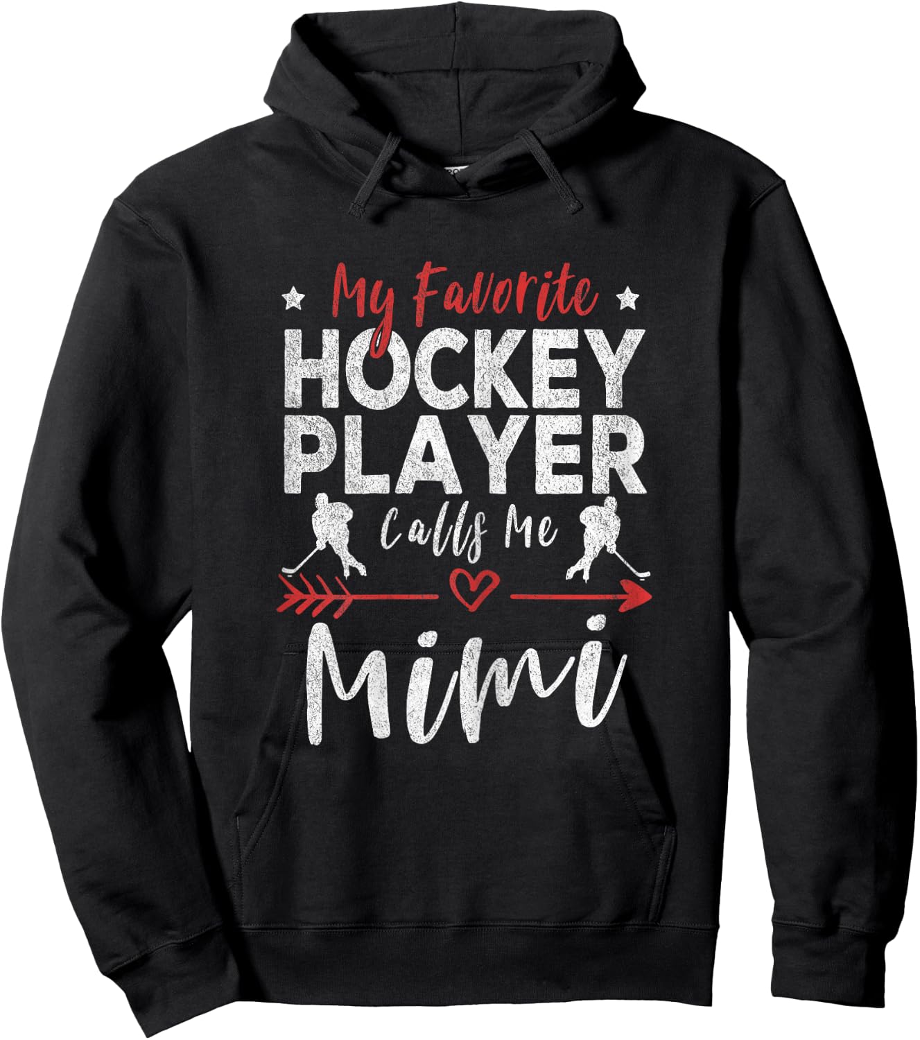 My Favorite Hockey Player Calls Me Mimi Hockey Grandma Hoodie - Hoodie | Black