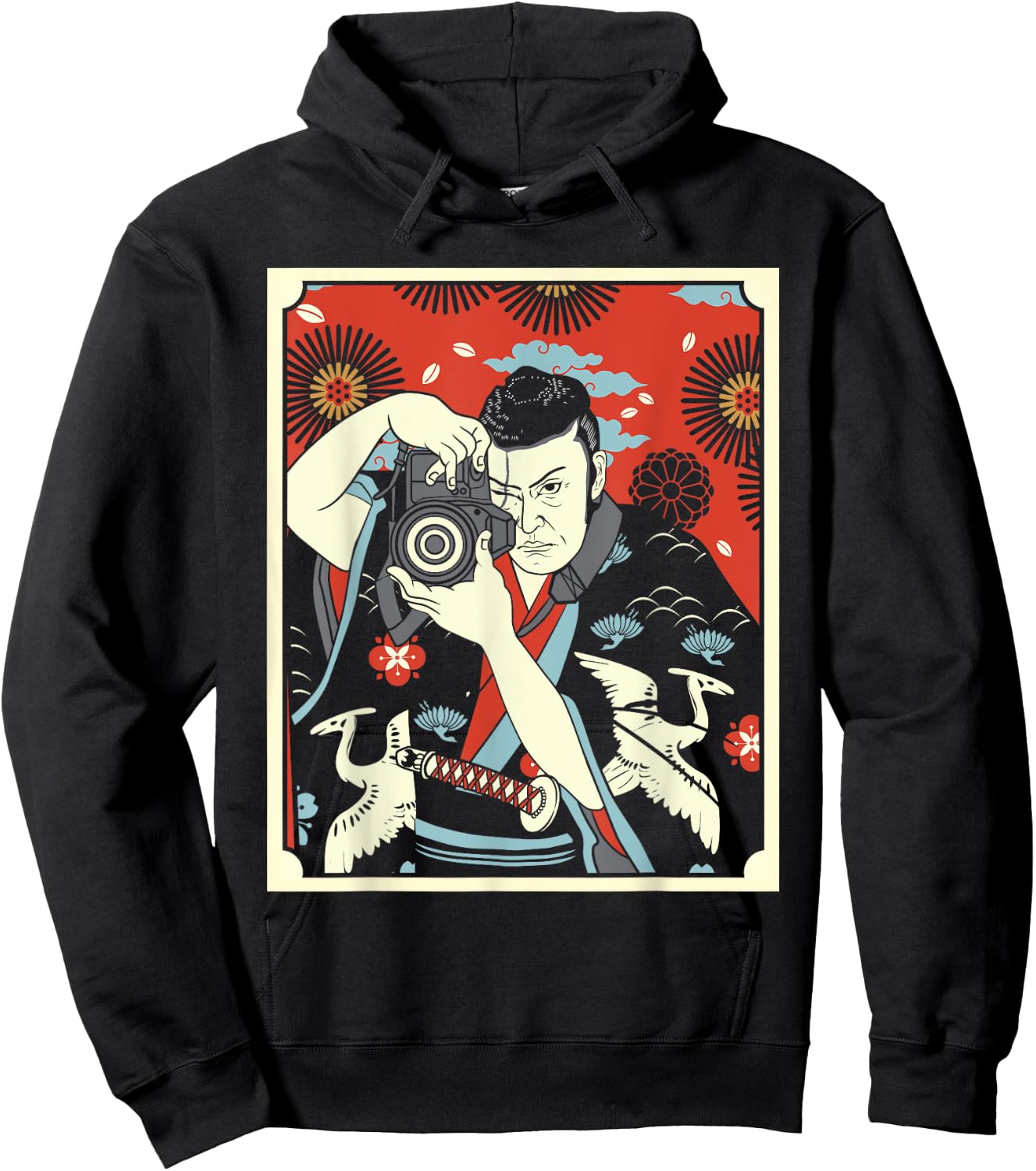 Photographer Japanese Samurai Warrior Armor Sword Mask Hoodie - Hoodie | Black