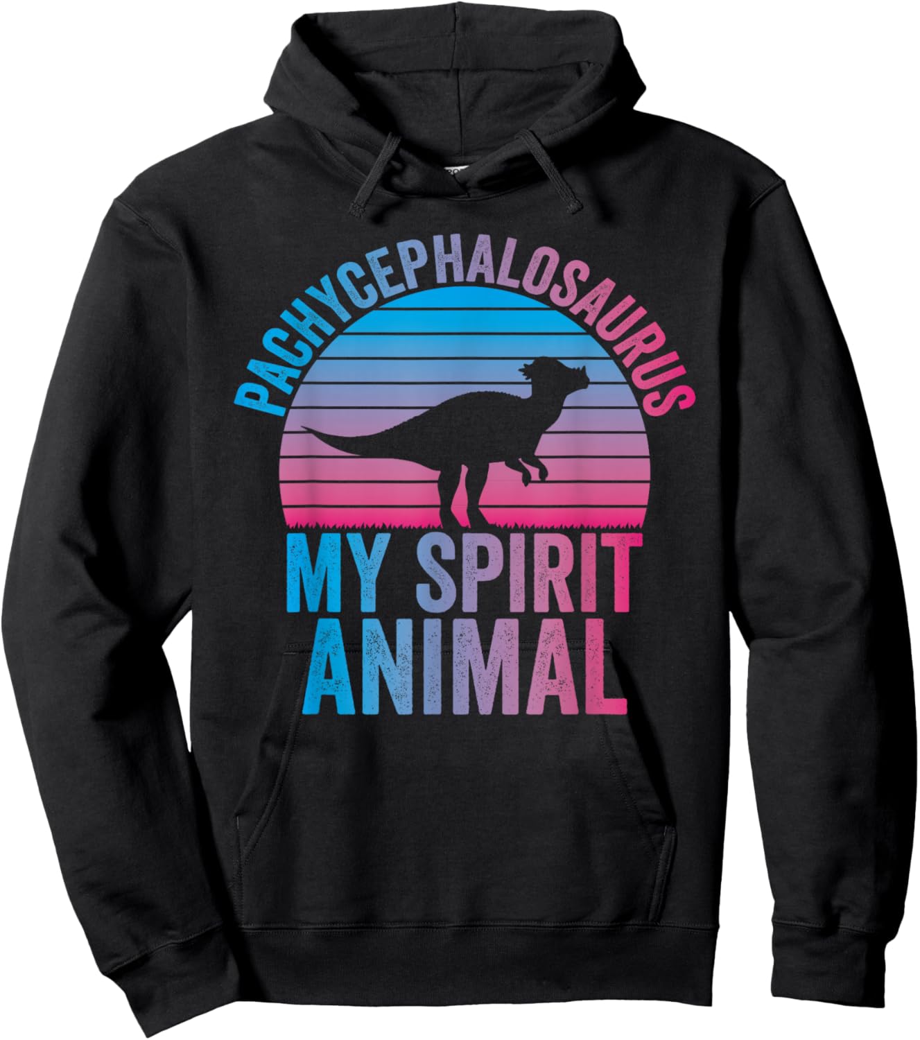 Pachycephalosaurus Spirit Animal Dinosaur Vaporwave Gift Hoodie - Hoodie | Black