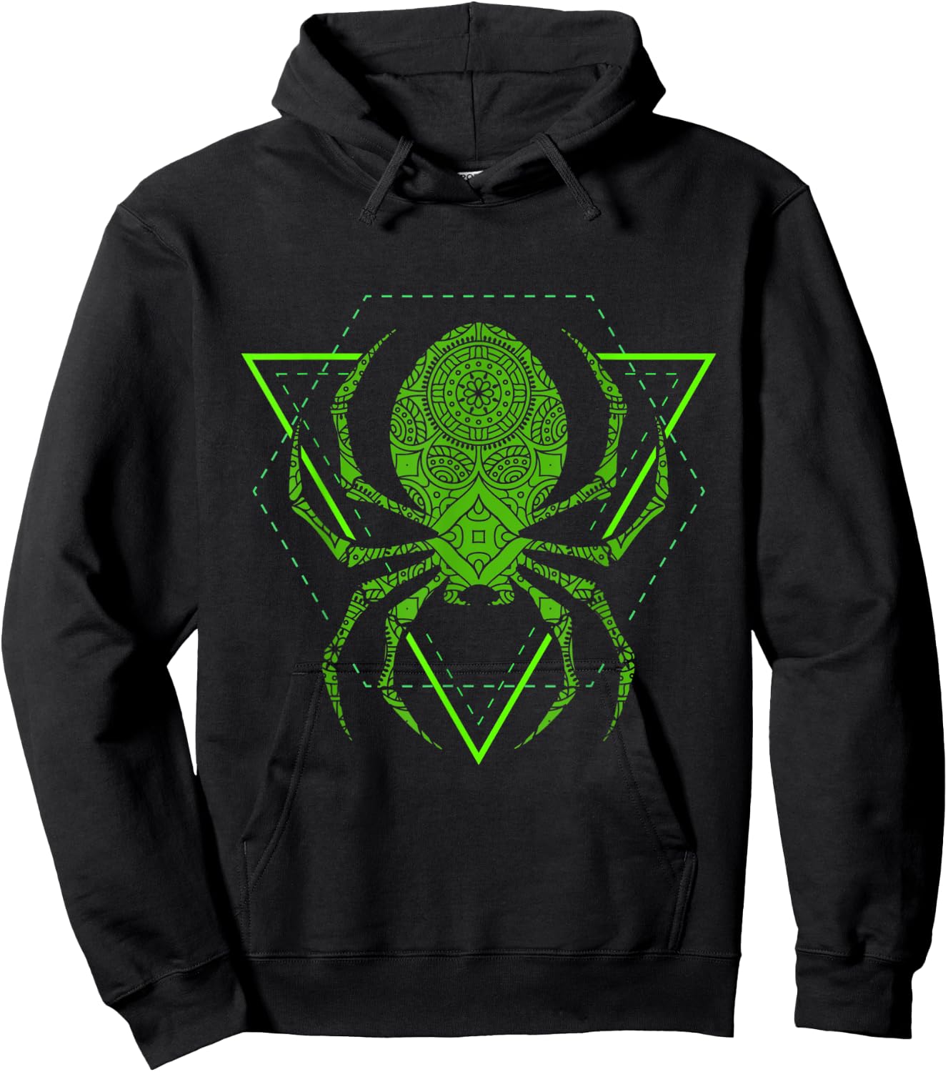 Sacred Geometry Halloween Spider Tribal Tattoo Mandala Hoodie - Hoodie | Black