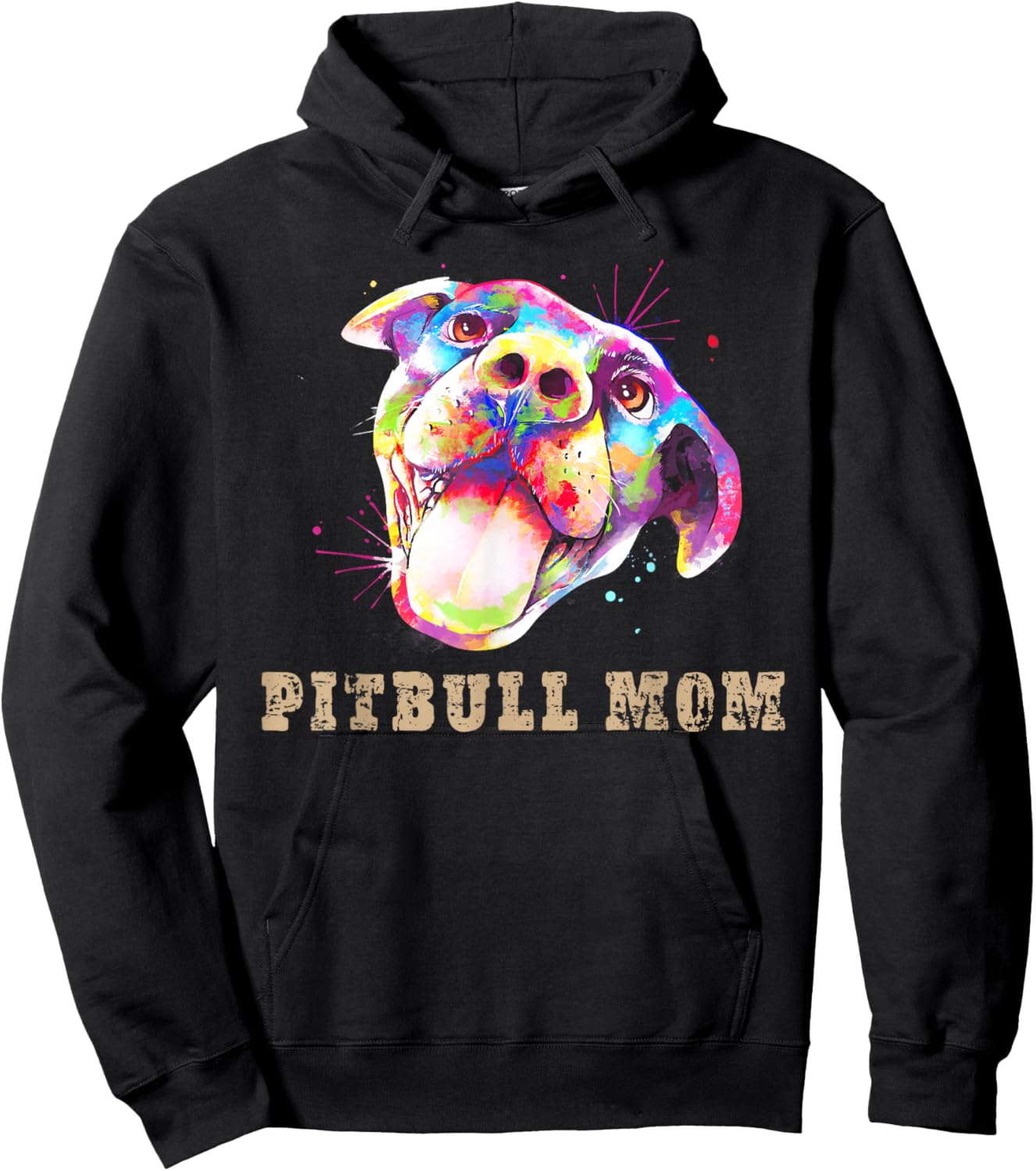 Pitbull Mom - Smiling Pitbull Puppy Face - Funny Pitbull Mom Hoodie - Hoodie | Black