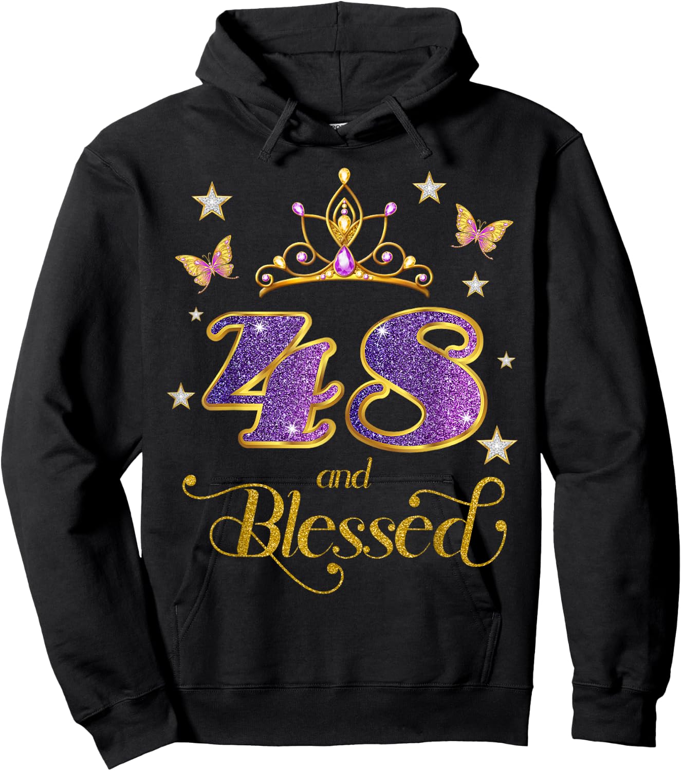 48 and Blessed 48 Years Old Birthday 48th Birthday Hoodie - Hoodie | Black