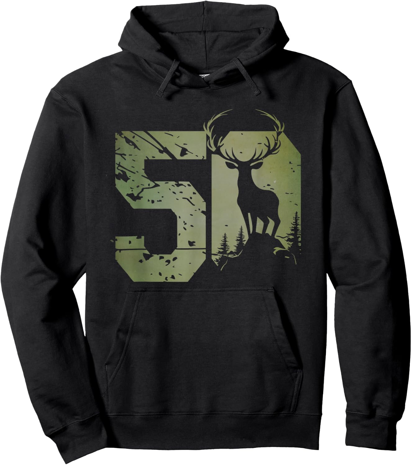 Stag Figurine for Hunter 50s Birthday or Anniversary Hoodie - Hoodie | Black
