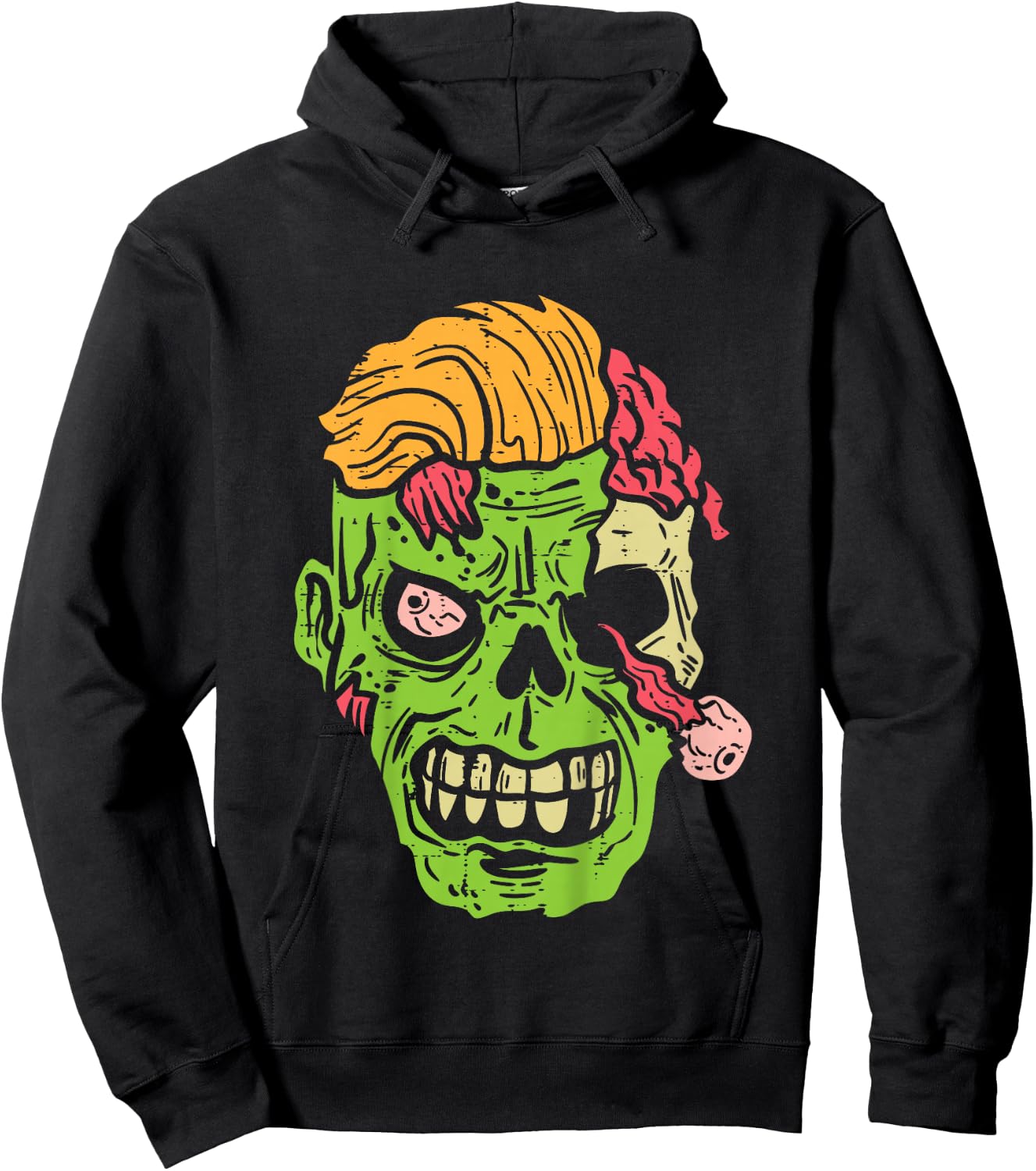 Kids Zombie Face Scary Spooky Creepy Halloween Boys Youth Teen Hoodie - Hoodie | Black