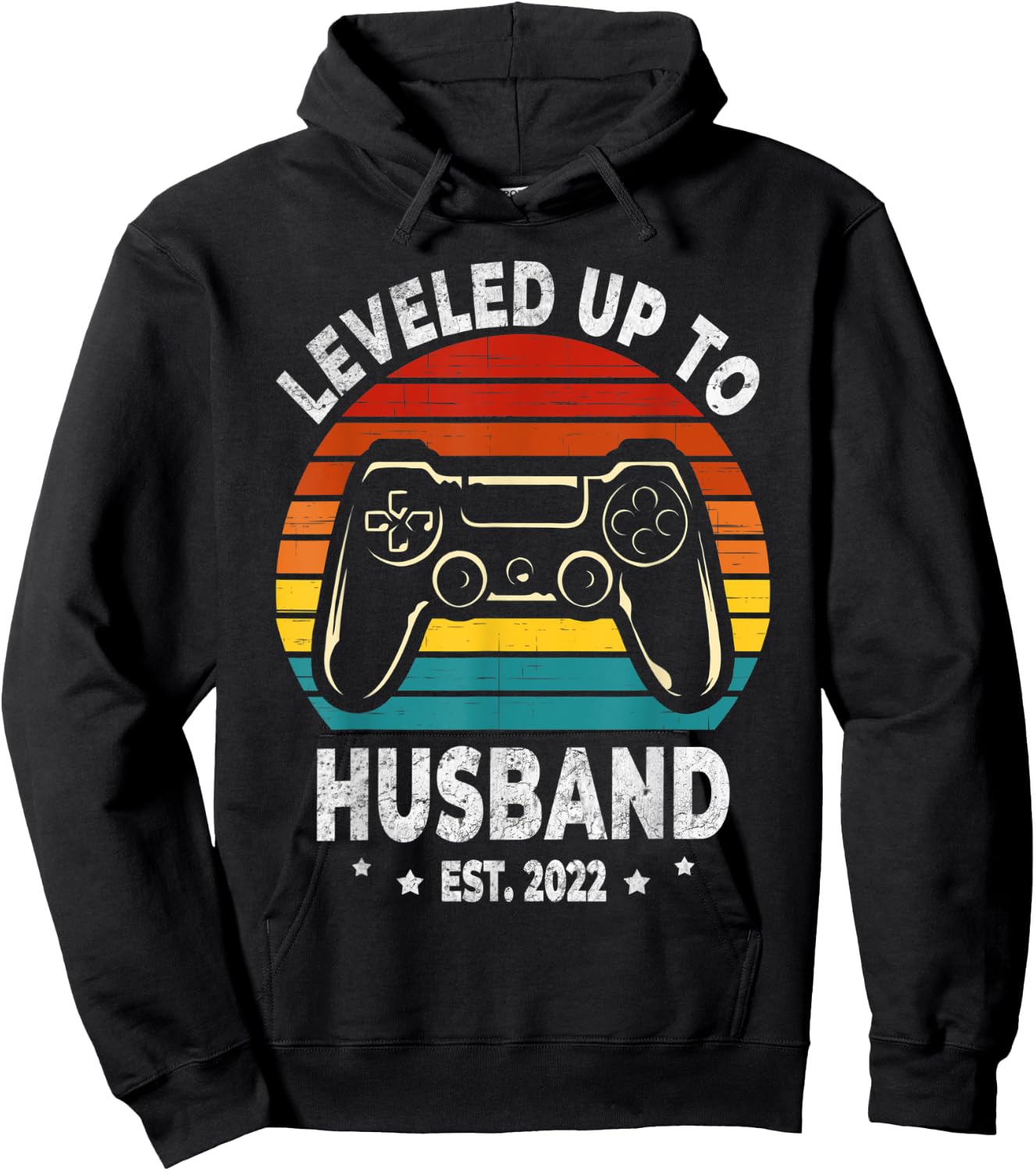 Leveled Up To Husband 2022 Newly Married Gift Bachelor Party Hoodie - Hoodie | Black