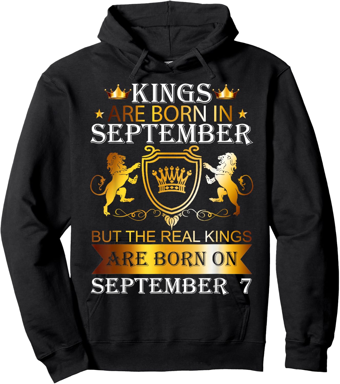 Kings Are Born On September 7th Birthday Bday Boys Kids Hoodie - Hoodie | Black
