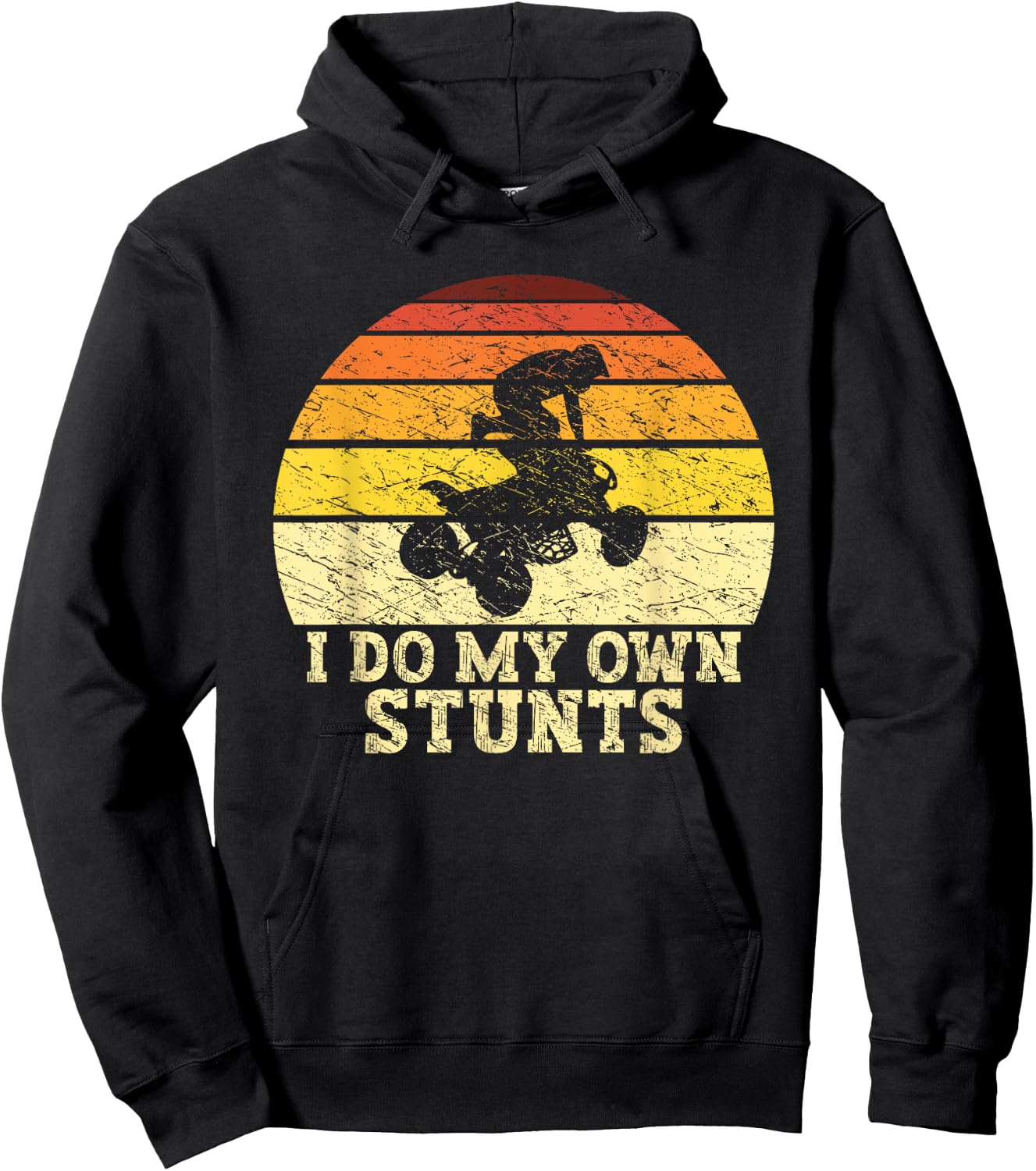Quad Lover ATV Biker Riding Retro Quad I Do My Own Stunts Hoodie - Hoodie | Black