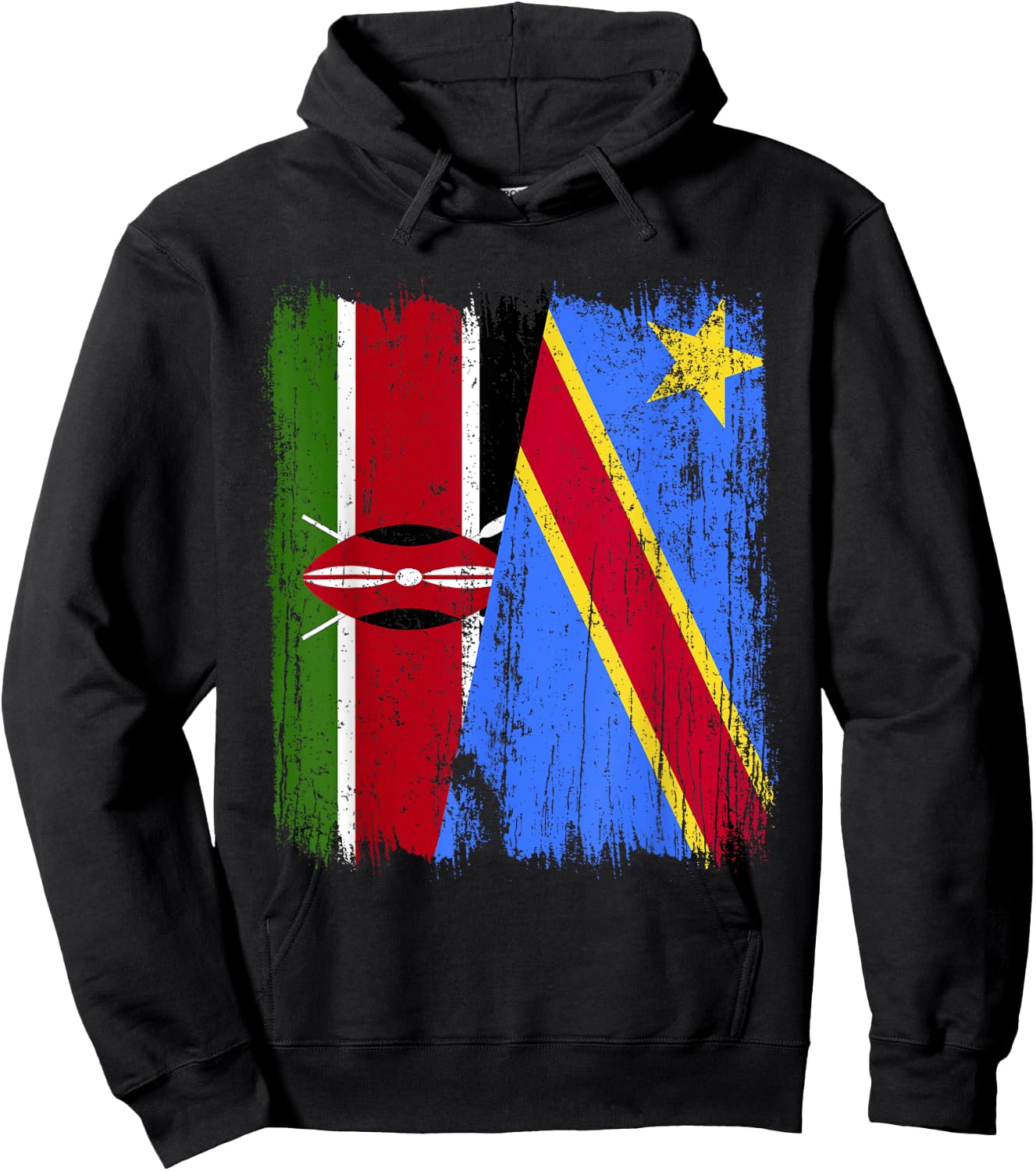Kenya Congo Half Flag Kenyan Congolese Pride Jersey Hoodie - Hoodie | Black