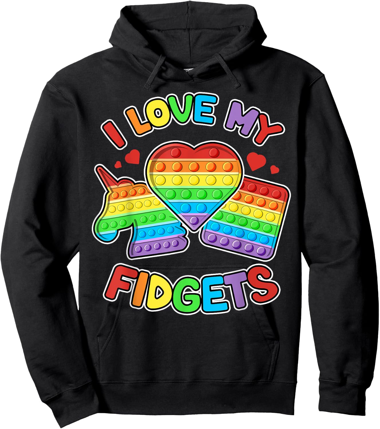 I love My Fidgets Pop It Fidget Toy Colorful Pop It Kids Hoodie - Hoodie | Black