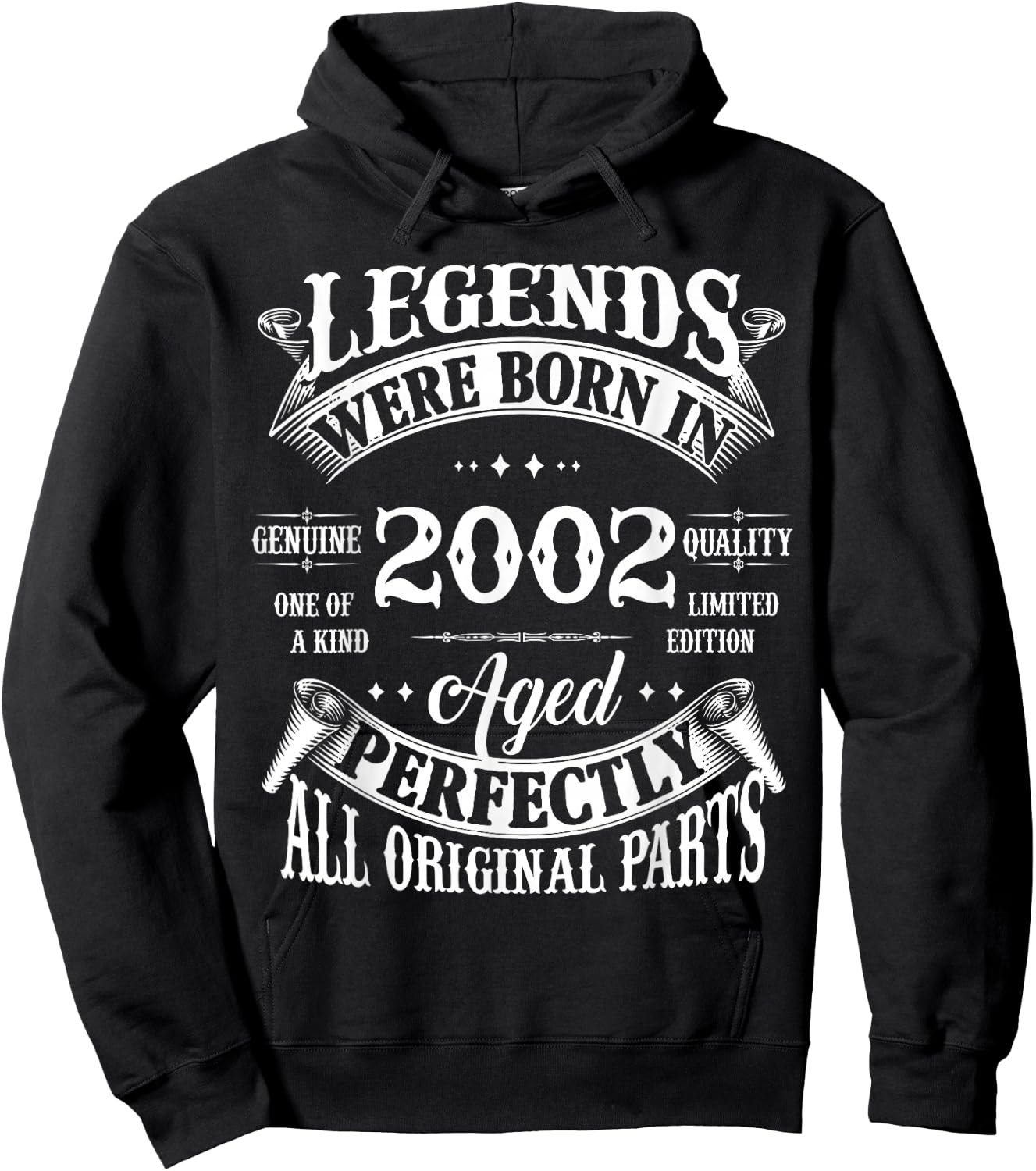 23rd Birthday Vintage Legends Born in 2002 23 Years Old Hoodie - Hoodie | Black