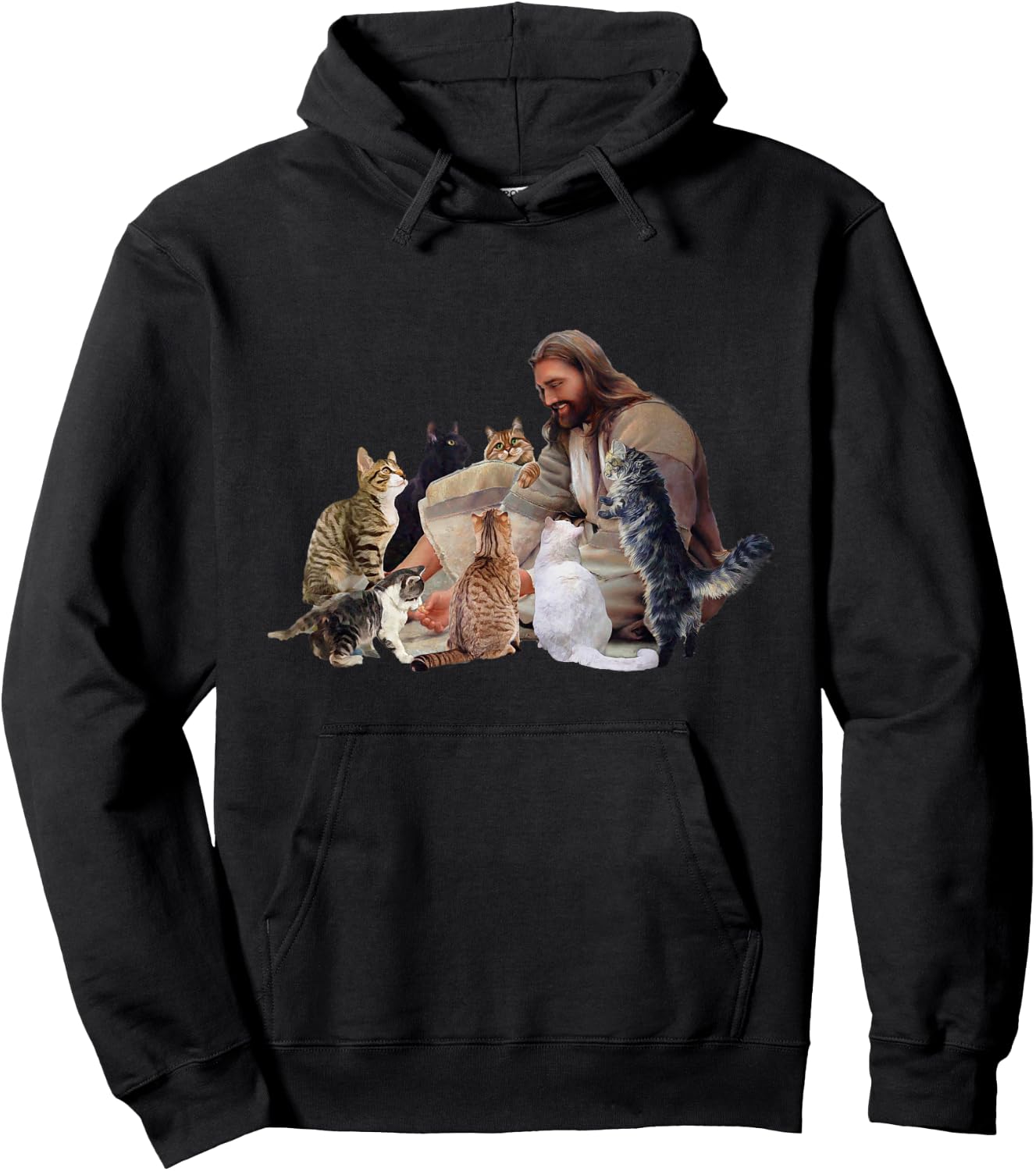 Jesus Hugs Cats Funny Cats Hoodie - Hoodie | Black