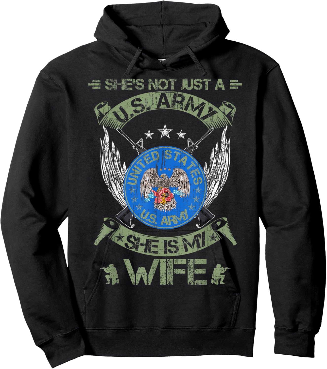 She's Not Just An US Army Veteran, She Is My Wife Hoodie - Hoodie | Black