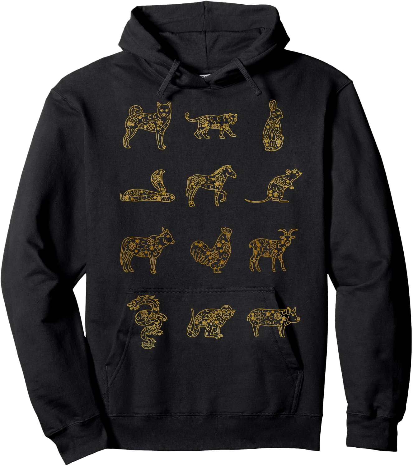 Chinese Zodiac Animal Signs Lunar Chinese New Year Hoodie - Hoodie | Black