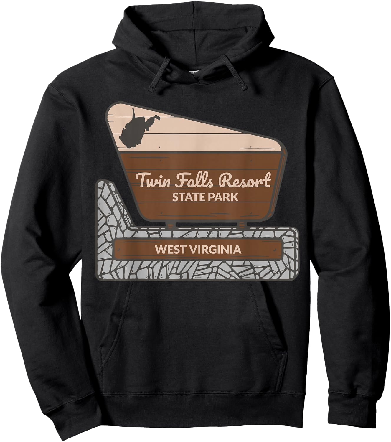 Twin Falls Resort State Park West Virginia Welcome Souvenir Hoodie - Hoodie | Black