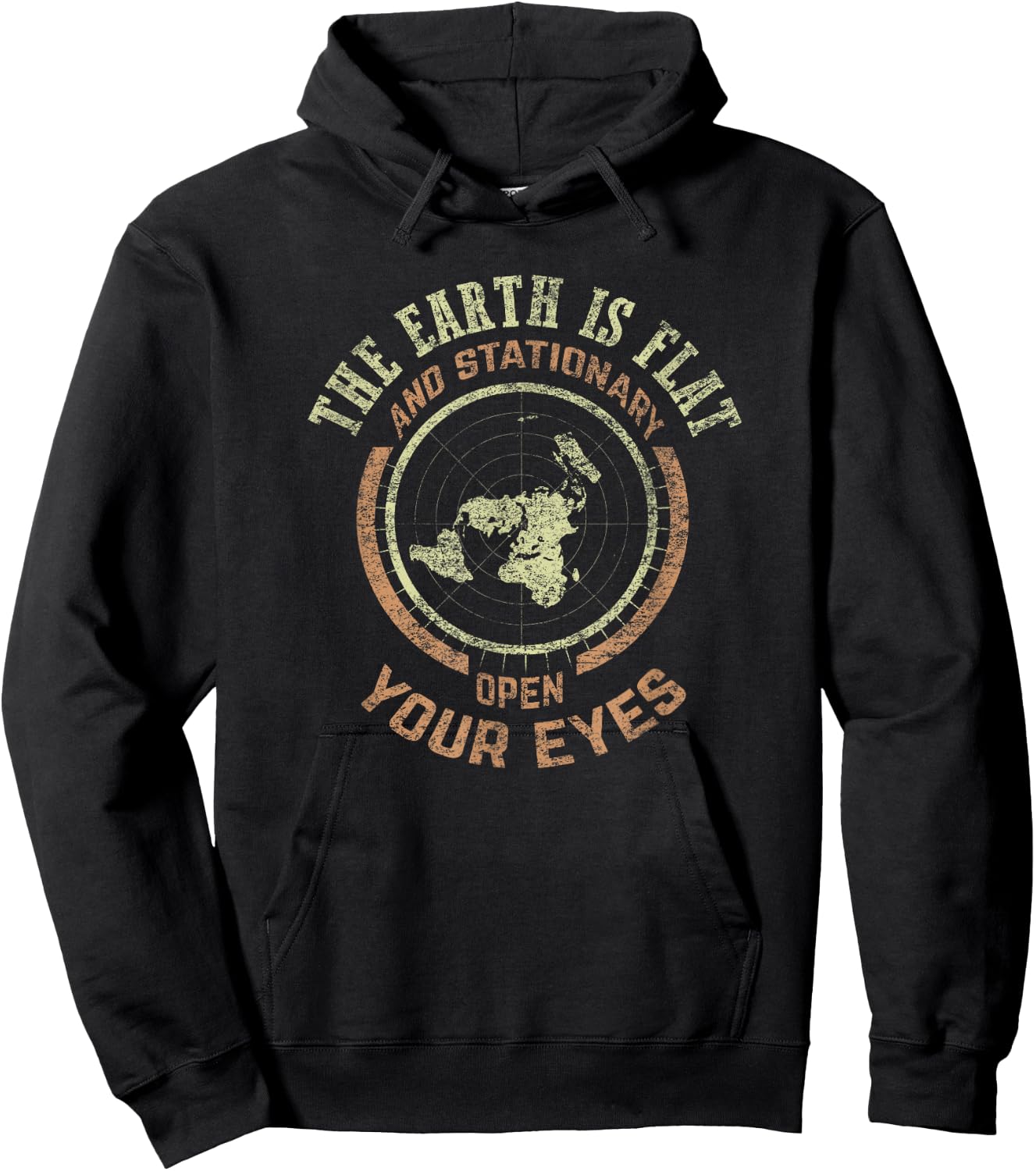Flat Earth and Stationary Vintage Conspiracy Small Hoodie - Hoodie | Black