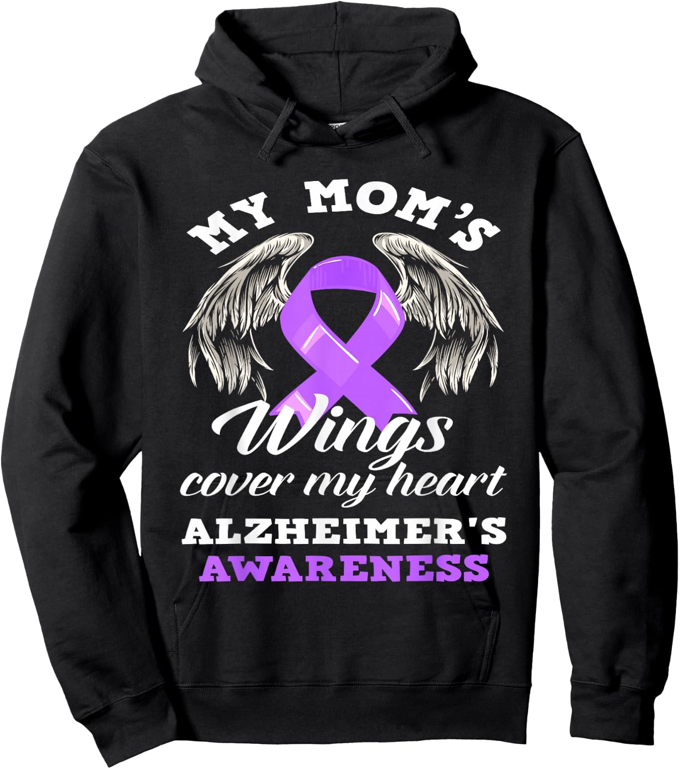 My Mom's Wing Cover My Heart Alzheimer's Awareness Hoodie - Hoodie | Black
