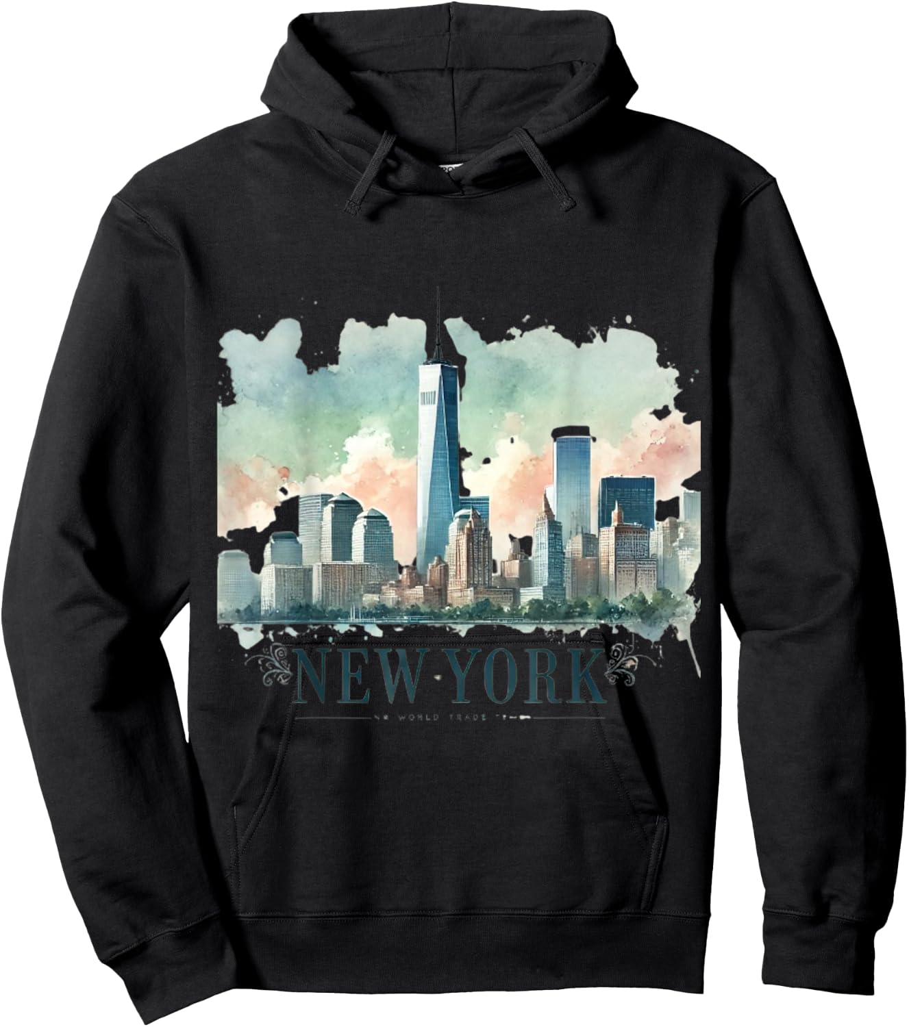 Freedom Tower New York City Watercolor Twin Towers Memorial Hoodie - Hoodie | Black