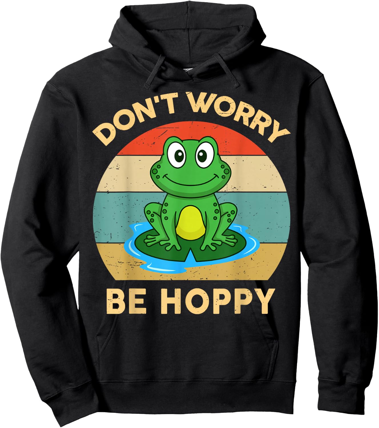 Don't Worry Be Hoppy Herpetology Kids Men Women Cute Frog Hoodie - Hoodie | Black