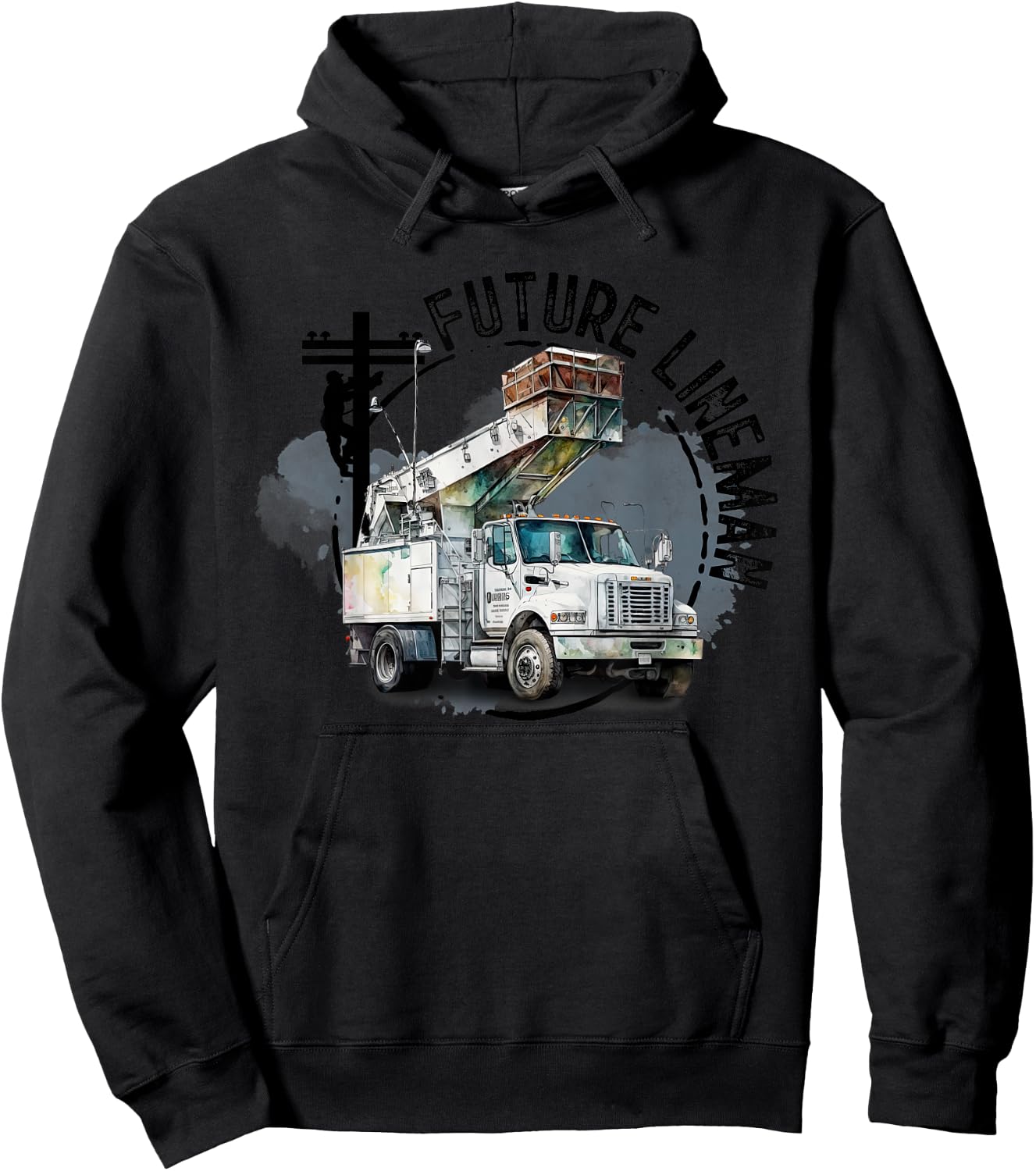 Future Lineman Bucket Truck Kid Future Electric Cable To Be Hoodie - Hoodie | Black