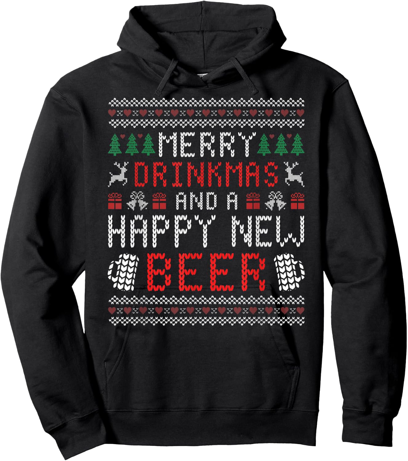 Merry Drinkmas and a happy new beer ugly christmas Hoodie - Hoodie | Black