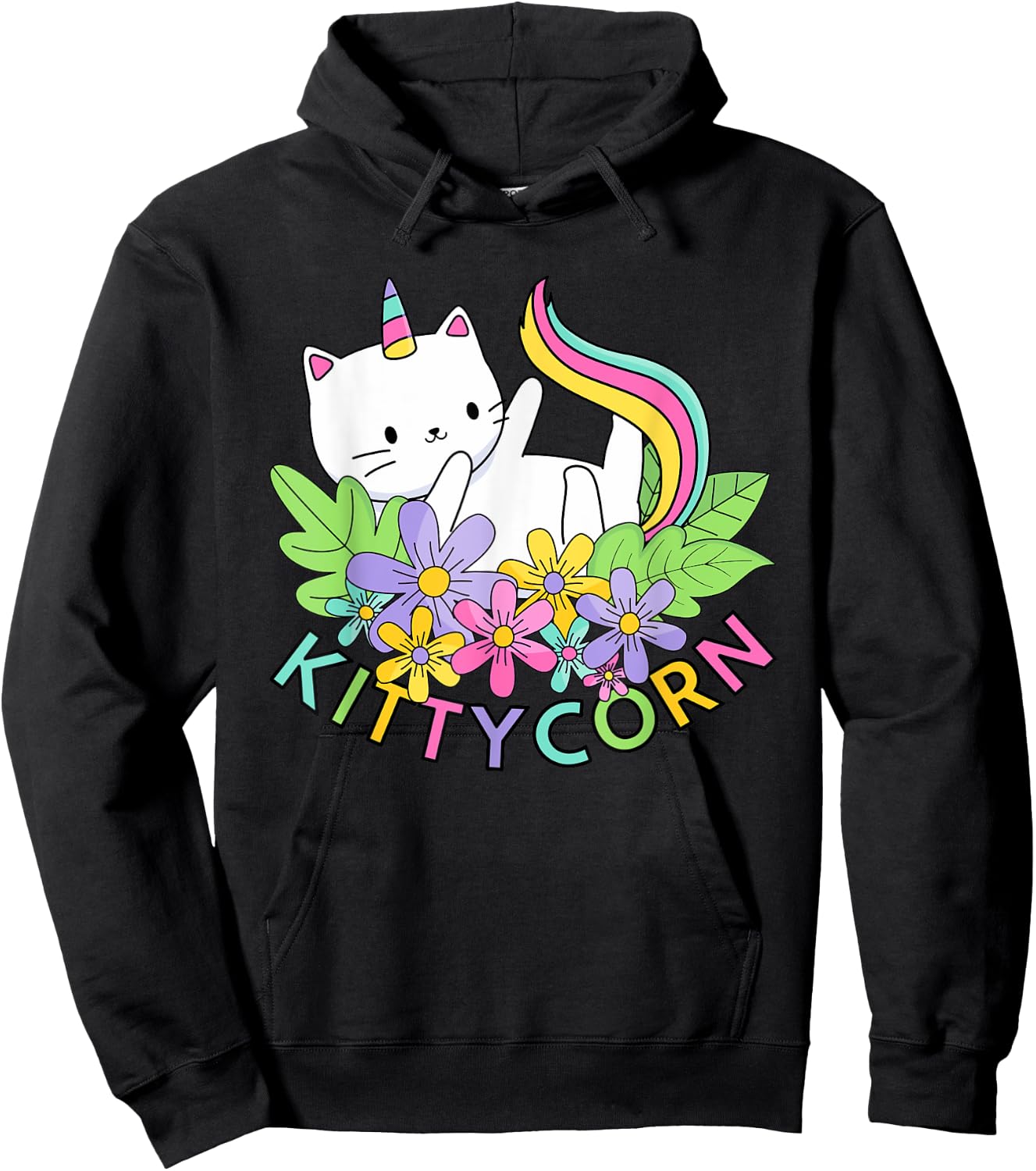 Rainbow Unicorn Cat Kittycorn Hoodie - Hoodie | Black