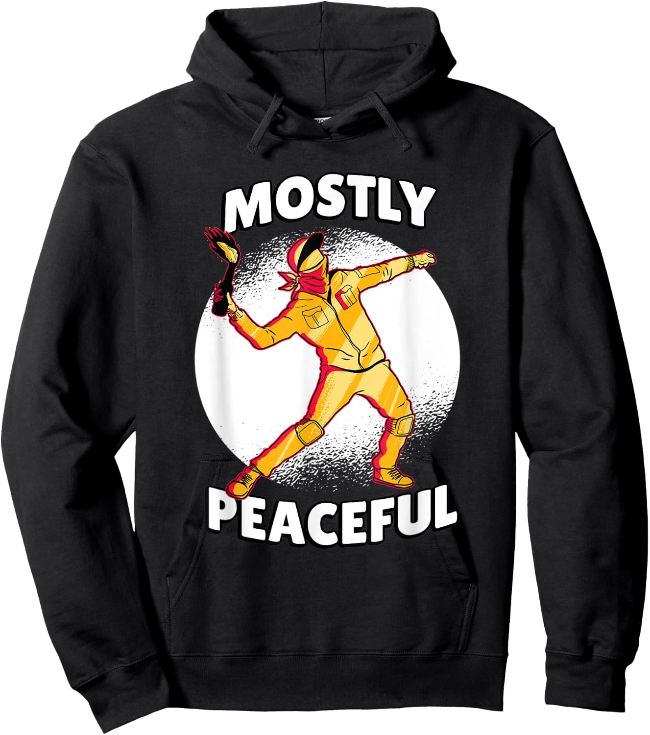 Mostly Peaceful Cartoon Sarcastic Political Angry Protest Hoodie - Hoodie | Black