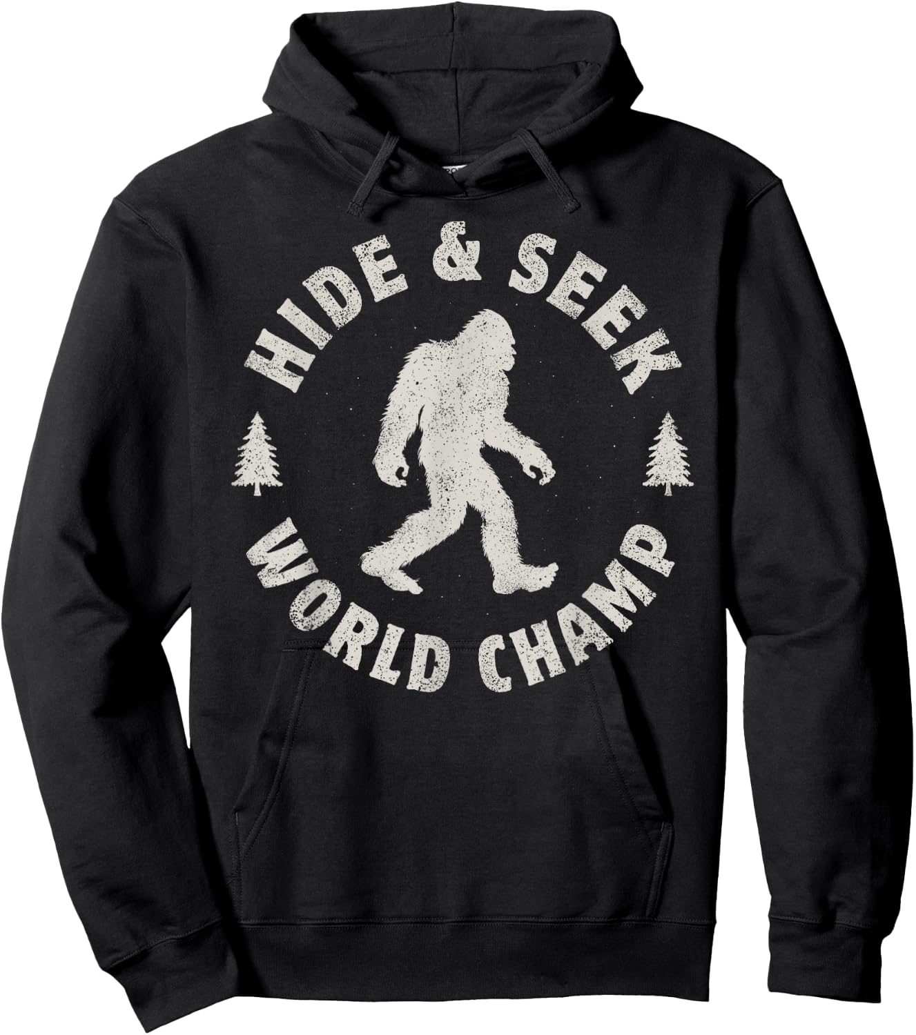 Bigfoot Hide And Seek World Champion Sasquatch Retro Vintage Hoodie - Hoodie | Black