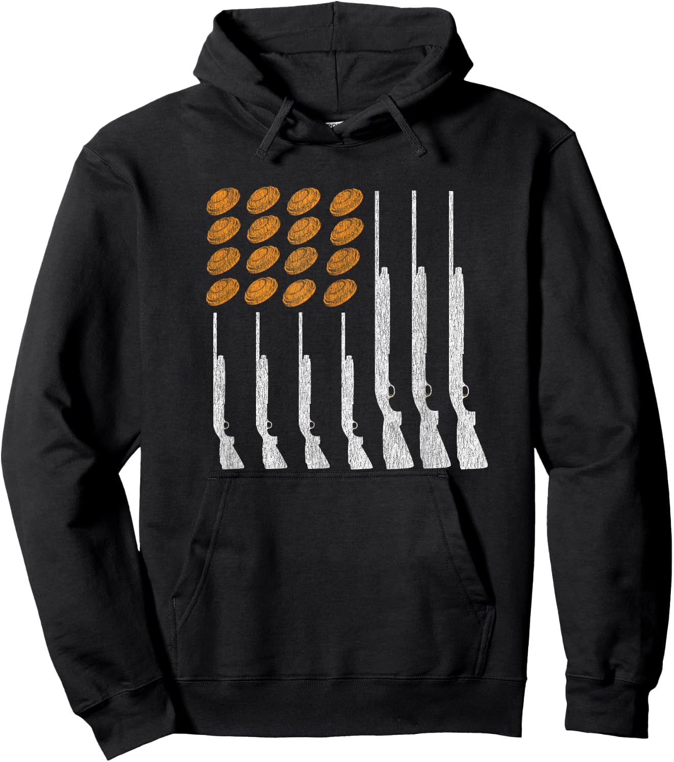 Clay Target Shooting Trap Skeet American Flag Patriotic Hoodie - Hoodie | Black