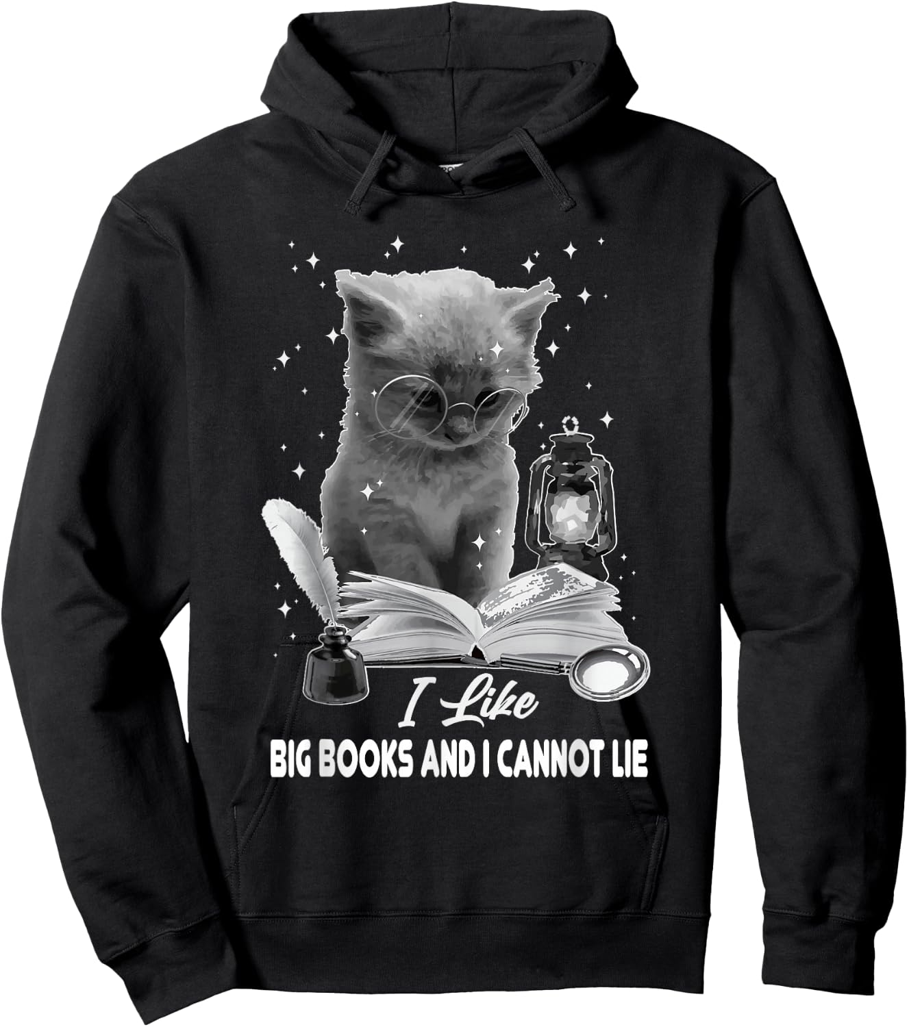 I Like Big Books and I Cannot Lie Cat Reading A Book Bookish Hoodie - Hoodie | Black