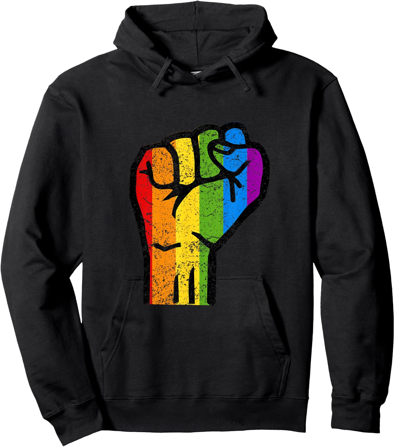 Gay Pride Resist Fist Rainbow Flag LGBTQ Hoodie - Hoodie | Black