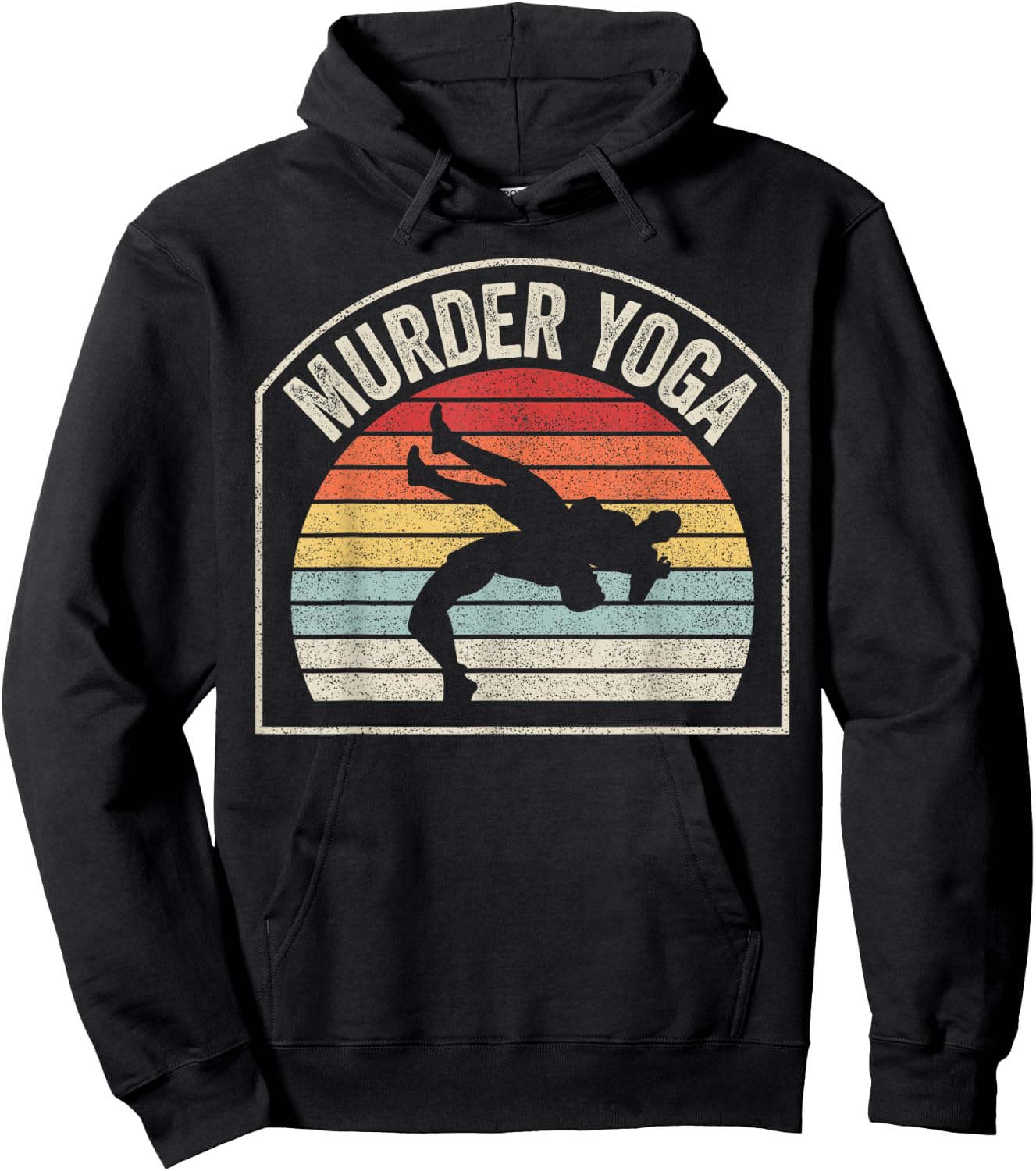 Retro Vintage Wrestling Murder Yoga Hoodie - Hoodie | Black