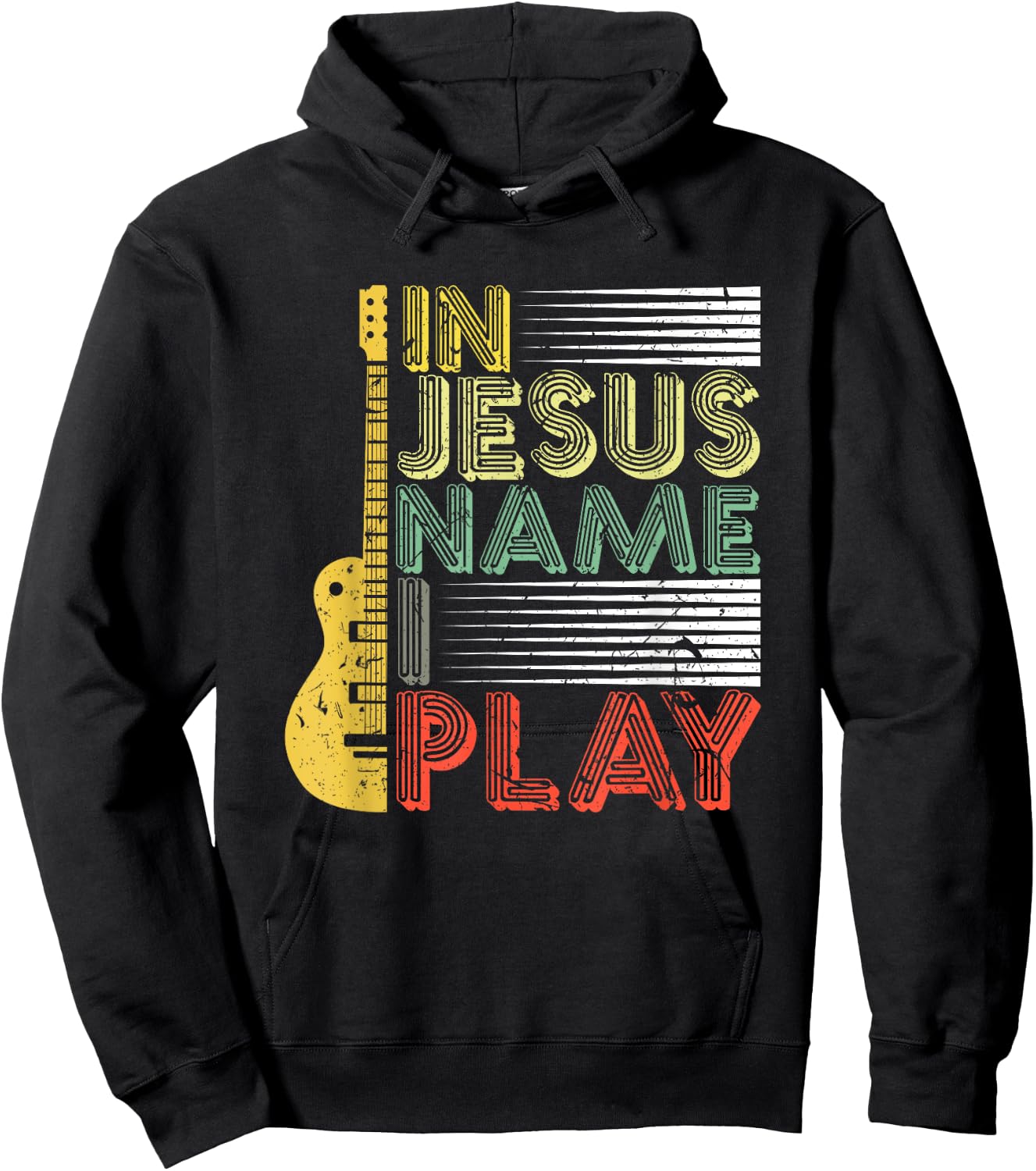 In Jesus Name I Play Guitar Christian Music Lover Hoodie - Hoodie | Black