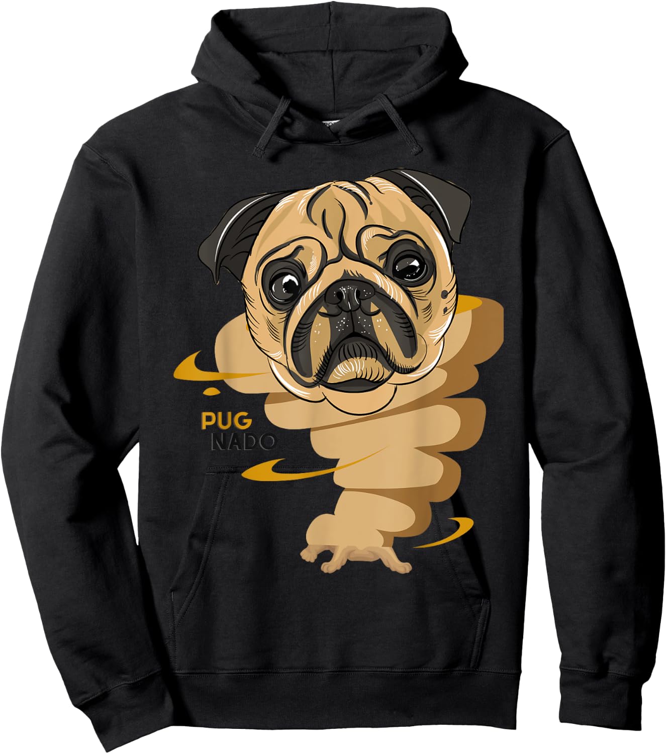 Pugnado | Funny Pug Dog Pugs Animal Lovers Tornado Style Hoodie - Hoodie | Black